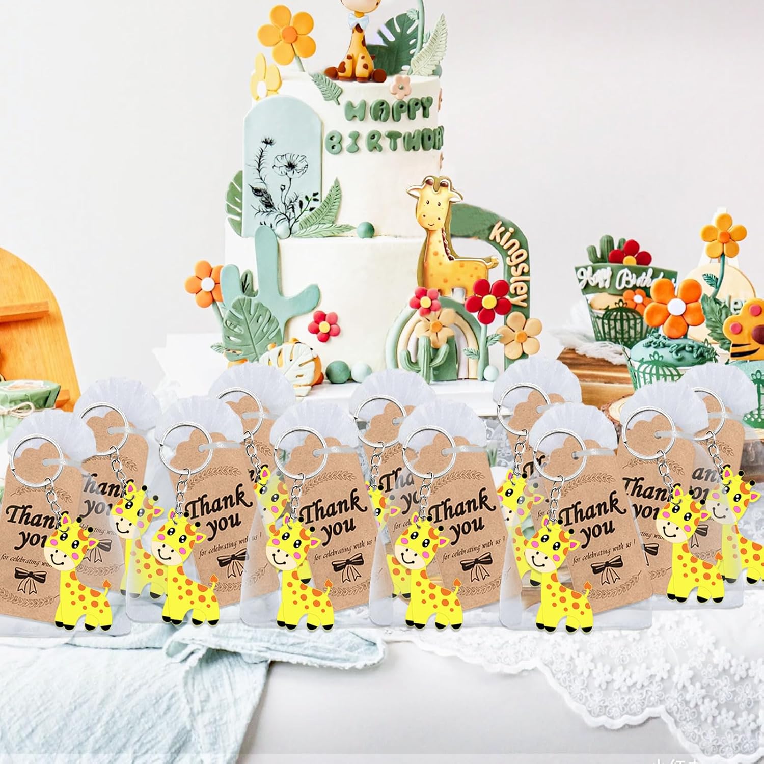 24 Pack Giraffe Keyrings Safari Party Favor