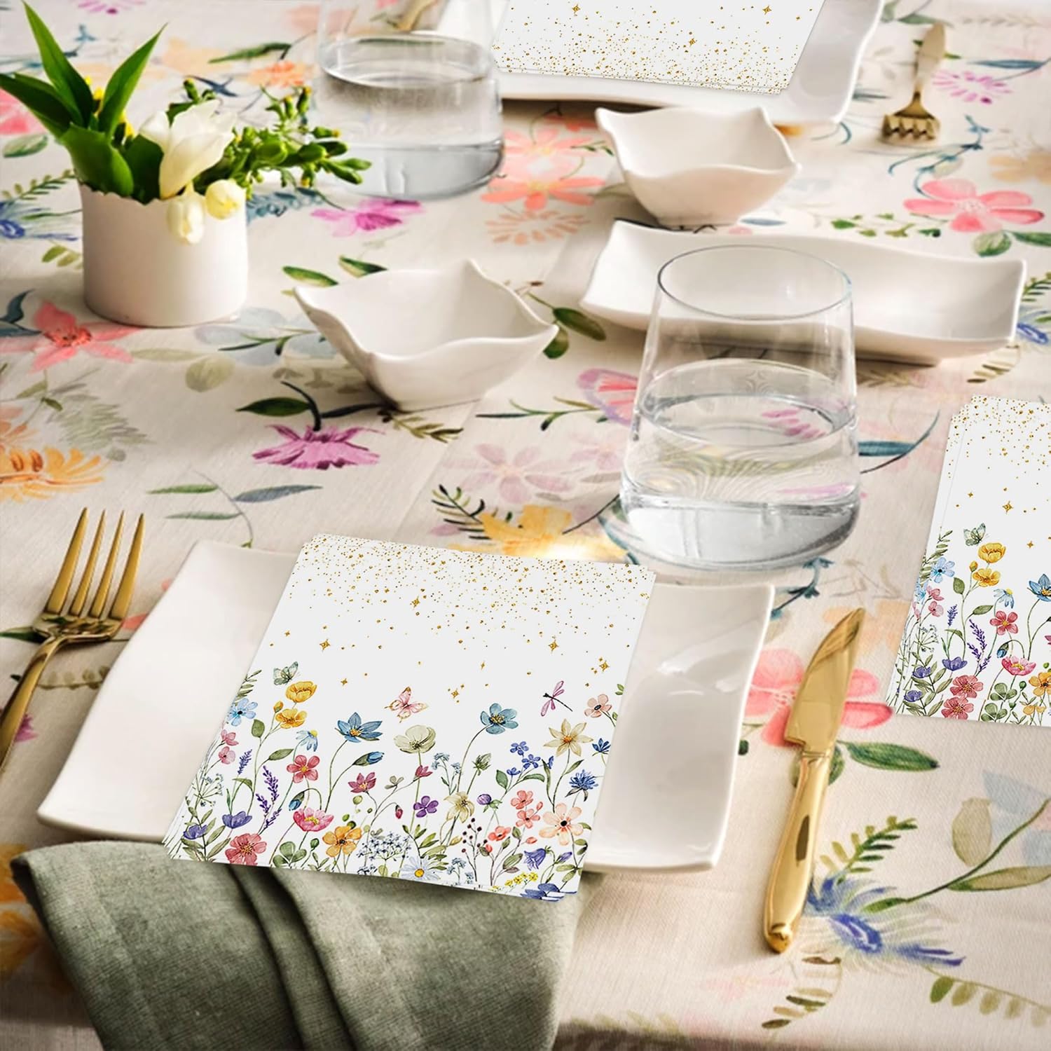 20PCS Floral Napkins for Wedding and Party Decorations
