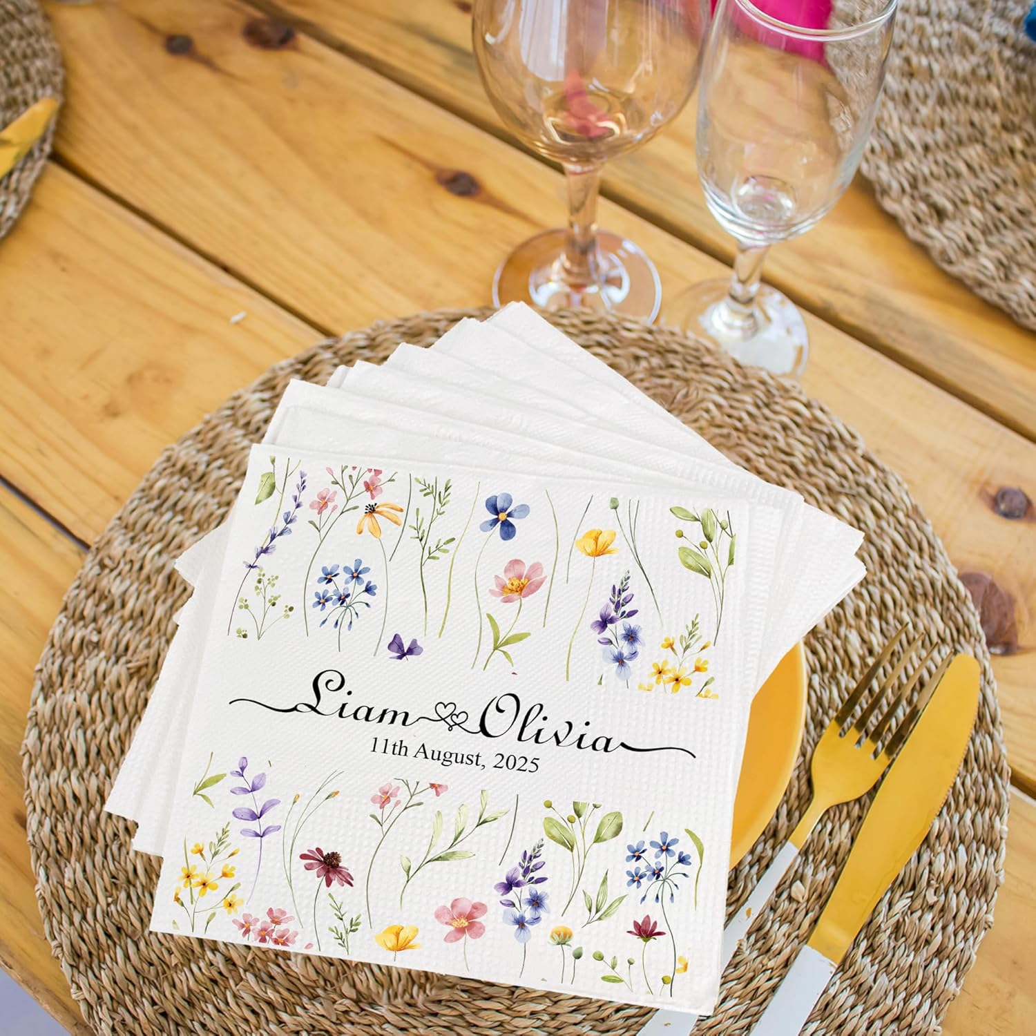 Personalized Wedding Napkins with Name and Date