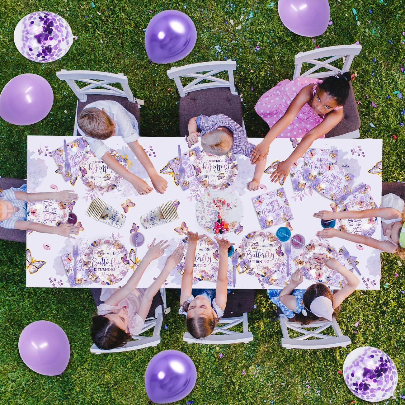 Purple Butterfly Birthday Decorations Set 112Pcs for 20 Guests