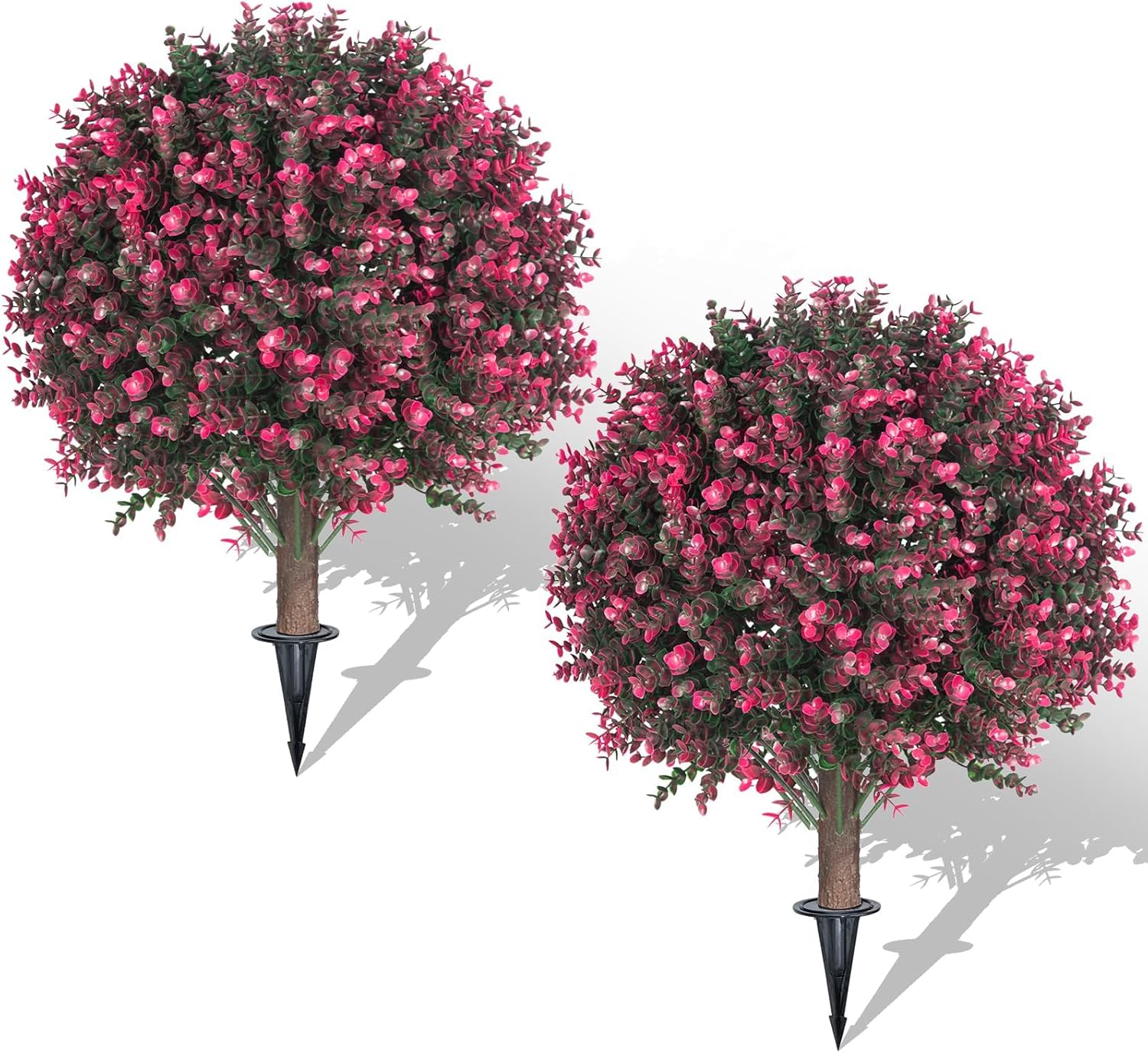 22 Inch Artificial Rose Boxwood Topiary Set of 2