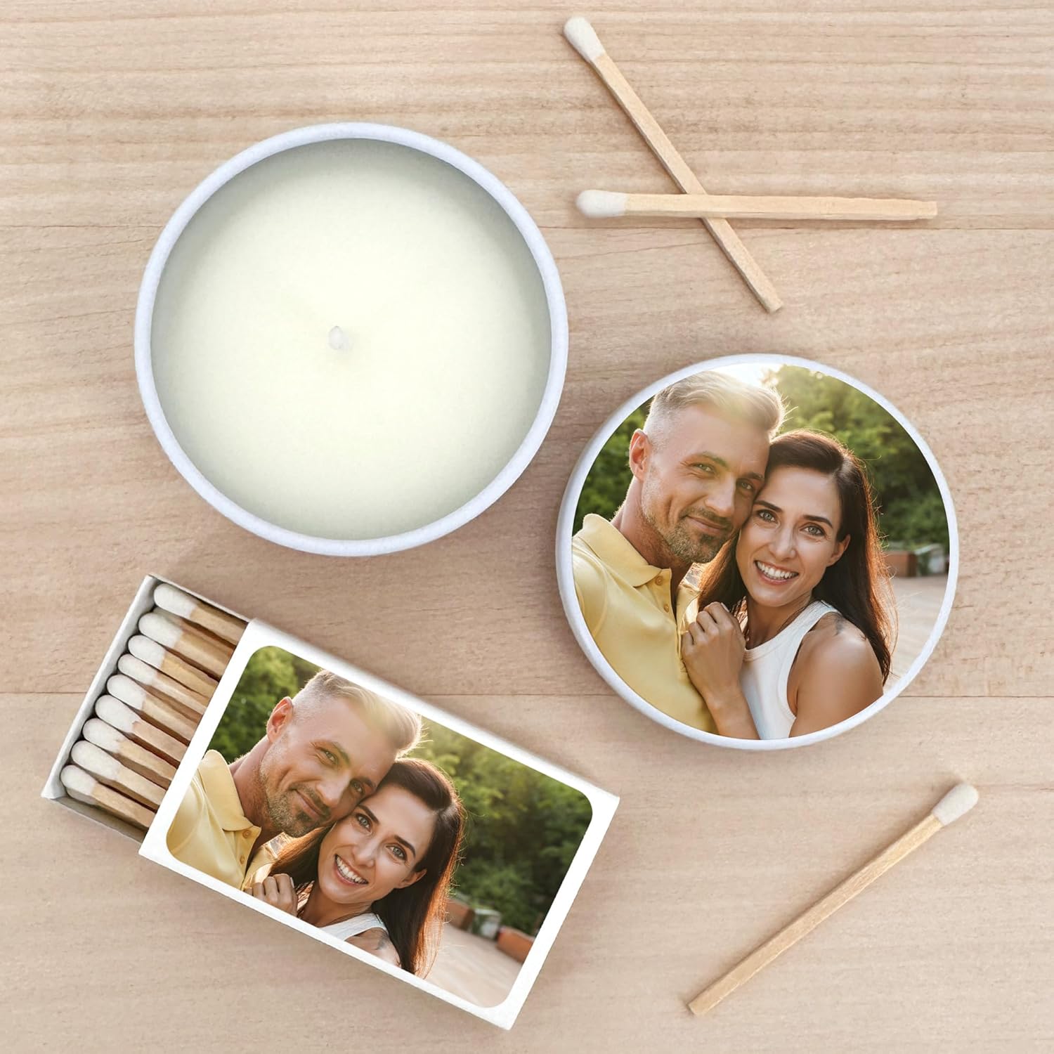 Personalized Wedding Candles with Photo - Set of 10