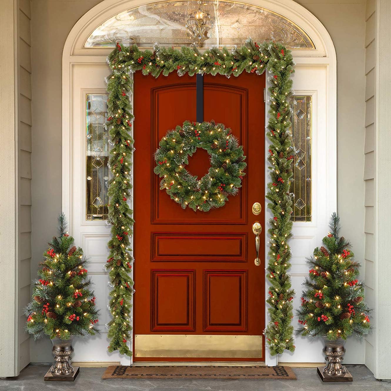 Adjustable Wreath Hanger for Front Door and Hooks Organizer