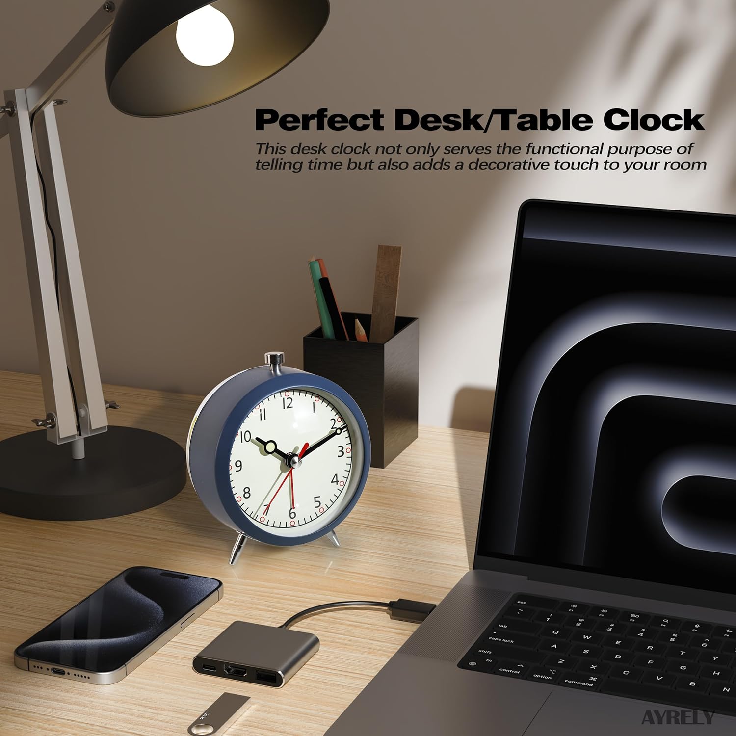 AYRELY 4 Inch Loud Analog Alarm Clock with Retro Design