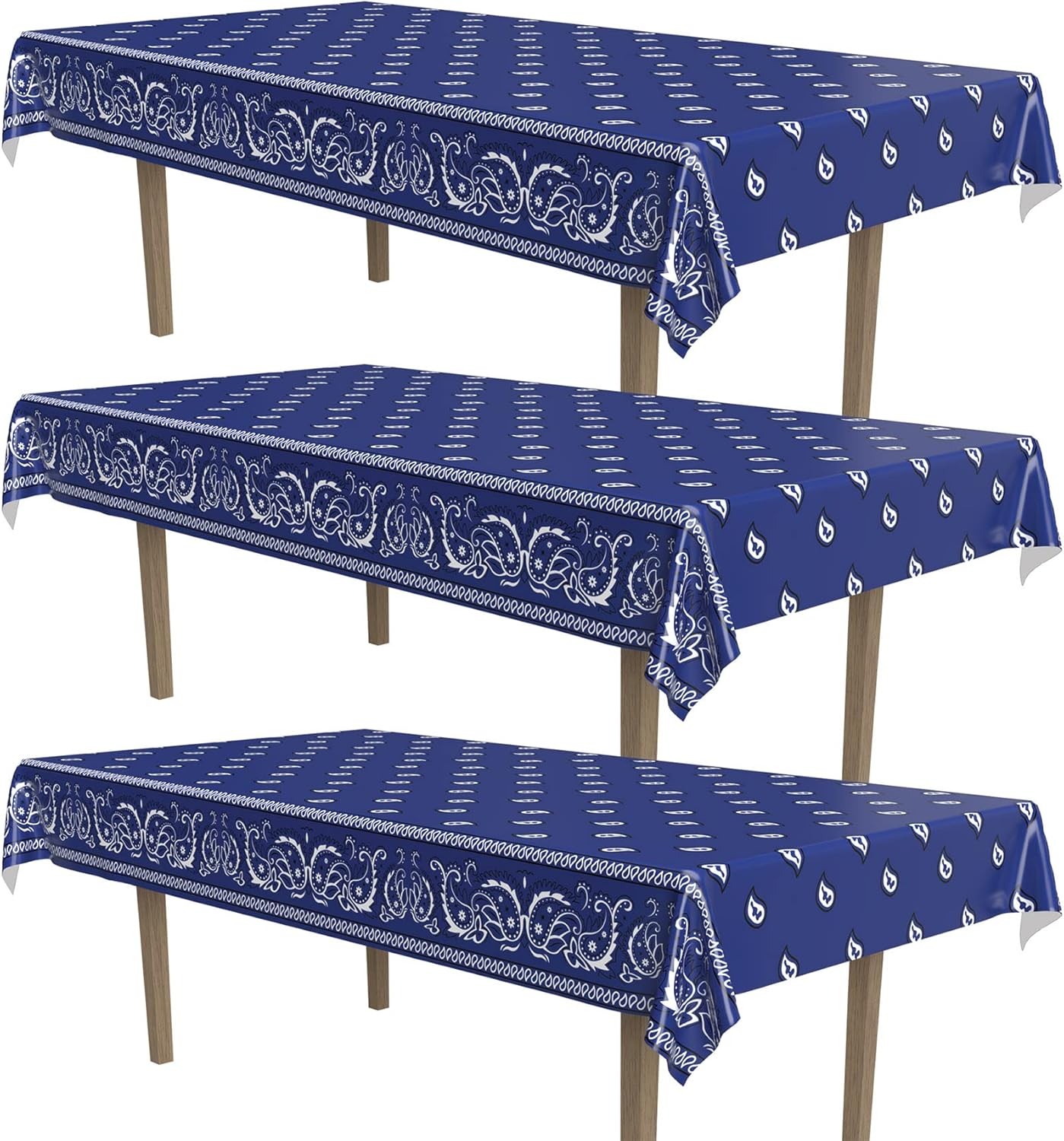 Beistle Blue Bandana Tablecovers 54x108 3 Pack