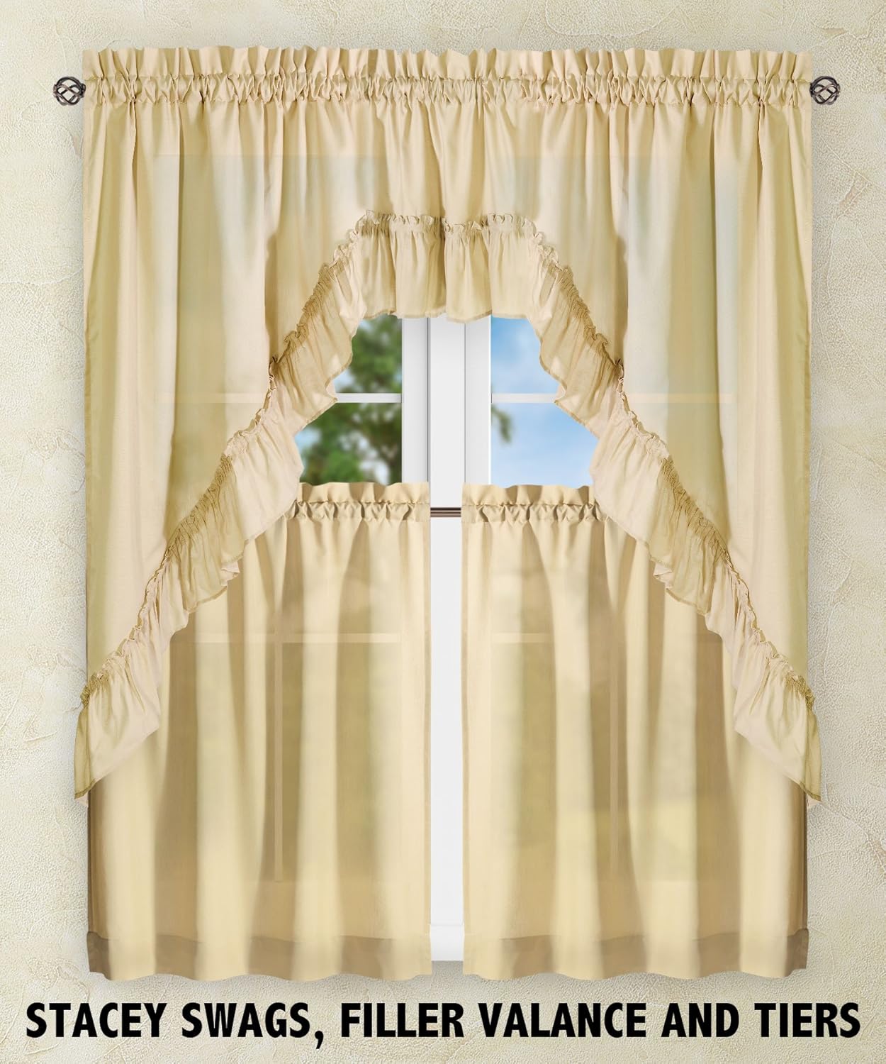 Simple Comfort Ellis Curtain Stacey Valance 54x13 Inch Almond