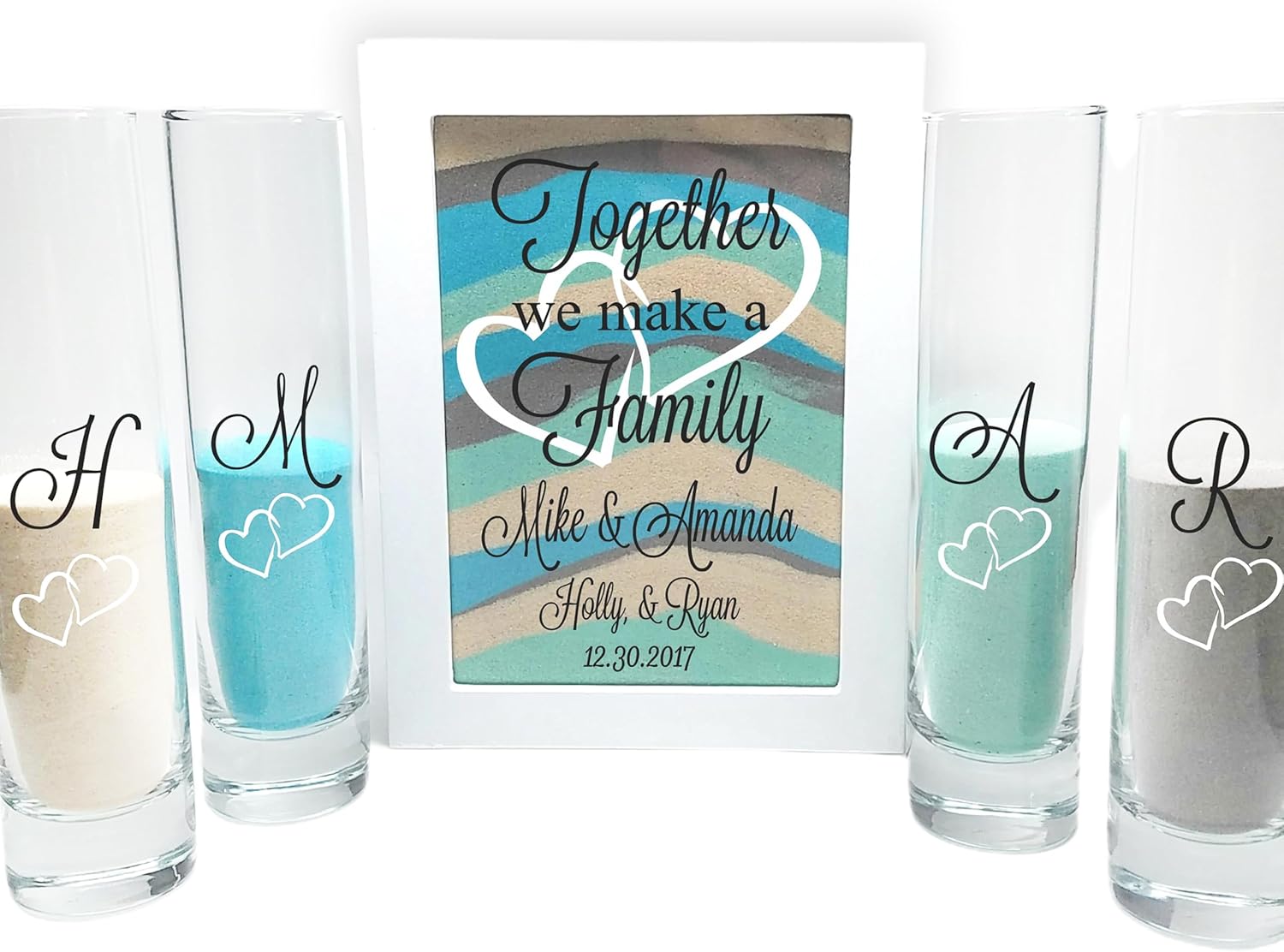 GLASS Blended Family Wedding Sand Shadow Box Set