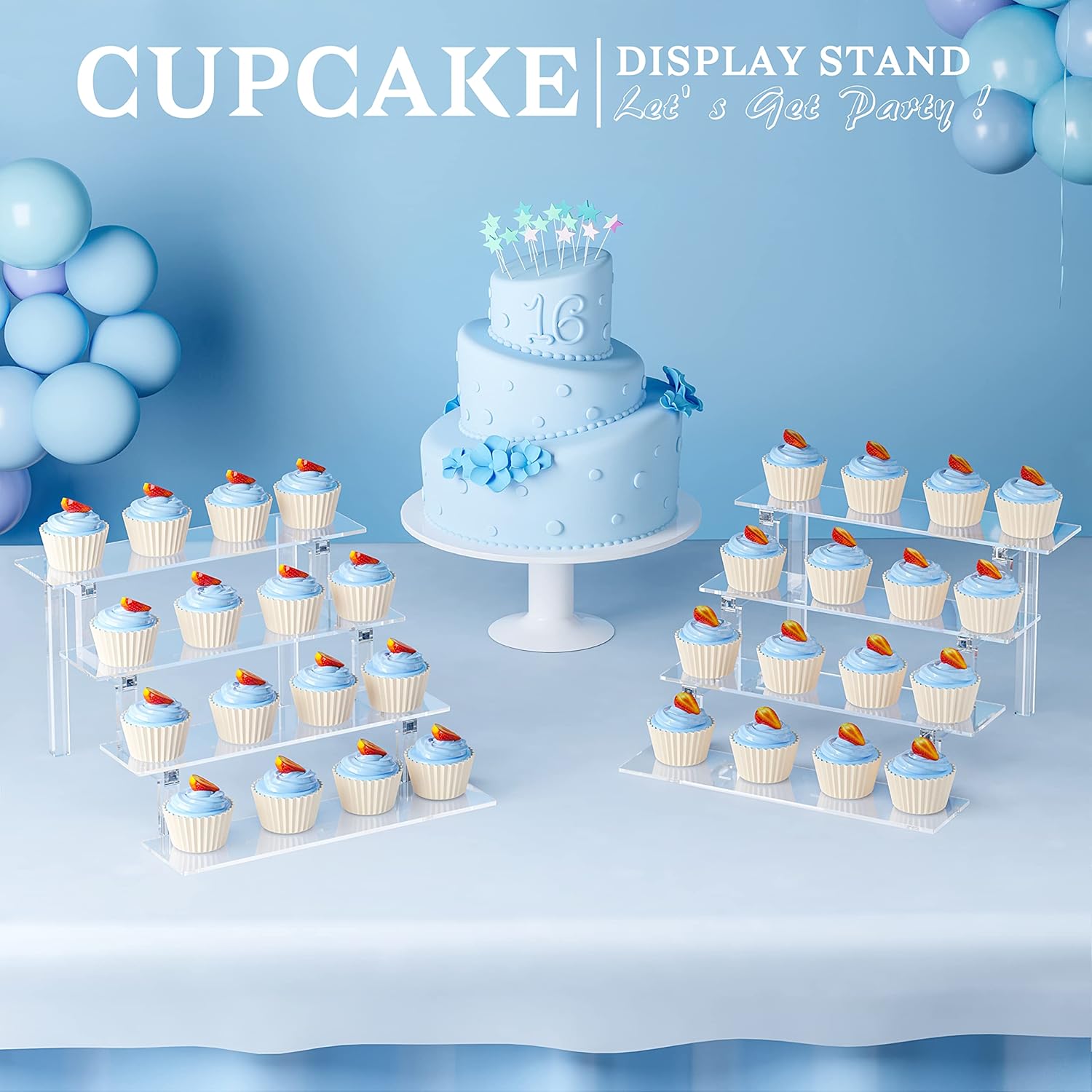 Kcrystenia Acrylic Risers Display Stand 4 Tier 2 Pack