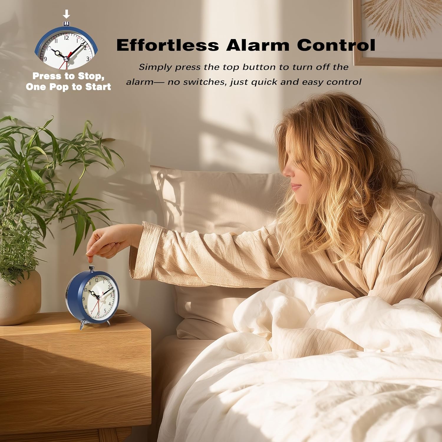 AYRELY 4 Inch Loud Analog Alarm Clock with Retro Design