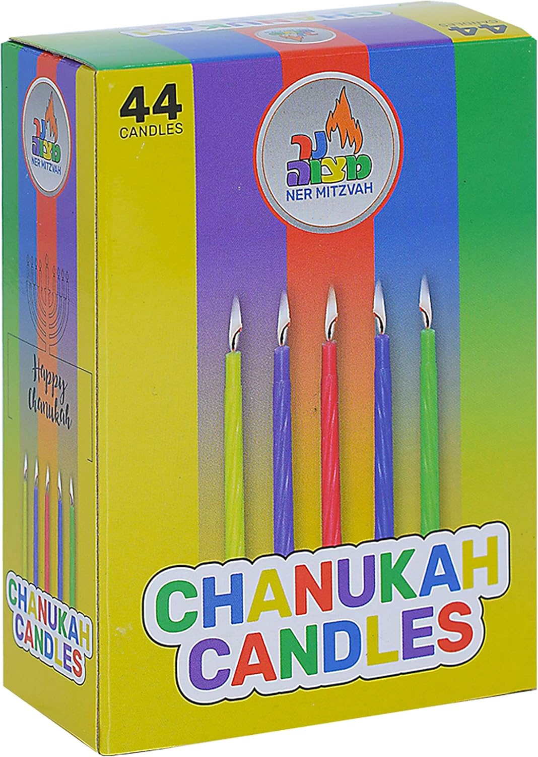 Ner Mitzvah Hanukkah Menorah with Candles and Dreidels