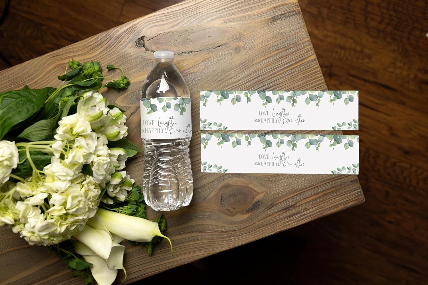 Eucalyptus Floral Water Bottle Wraps for Wedding Bridal Shower