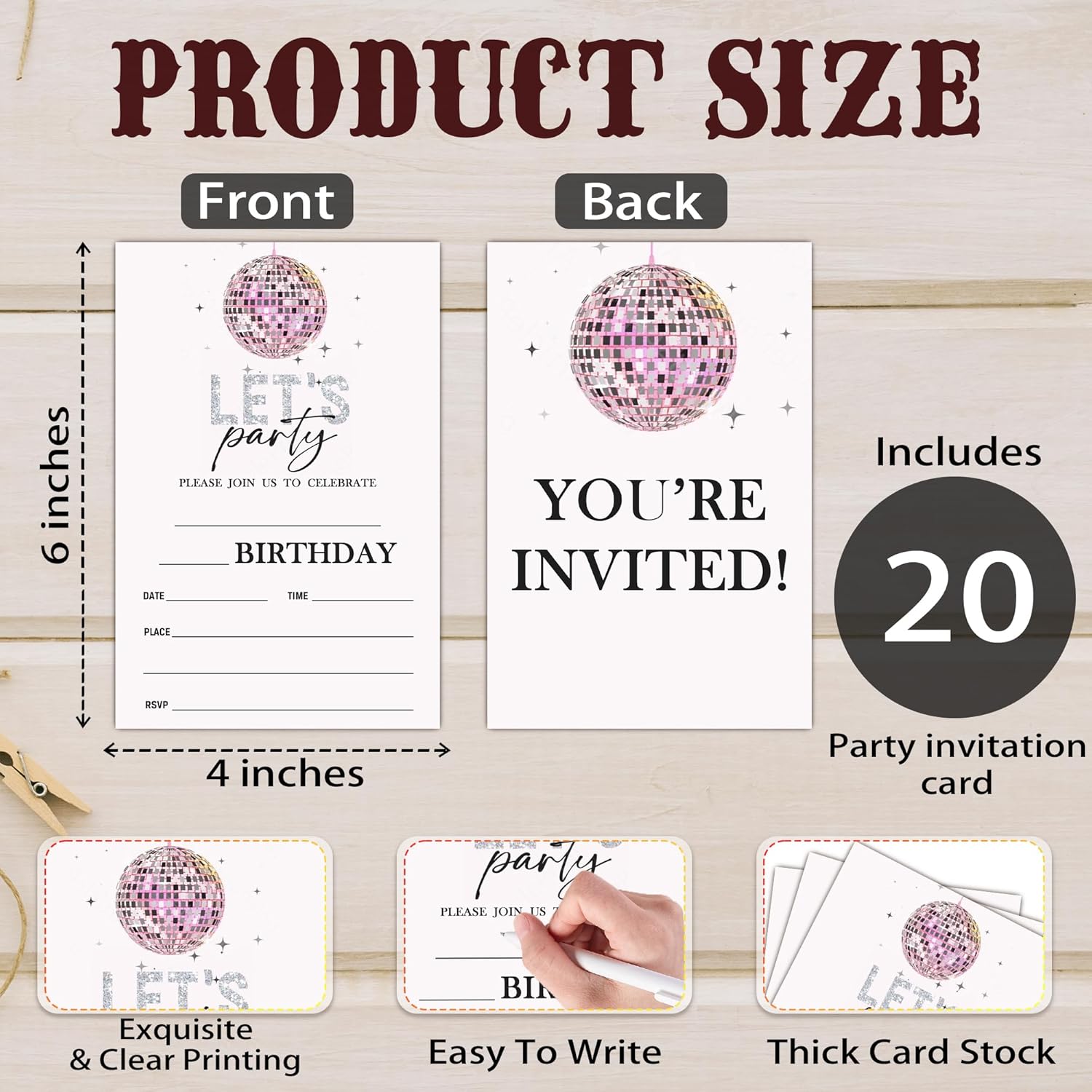 Geuro Disco Birthday Party Invitation Cards