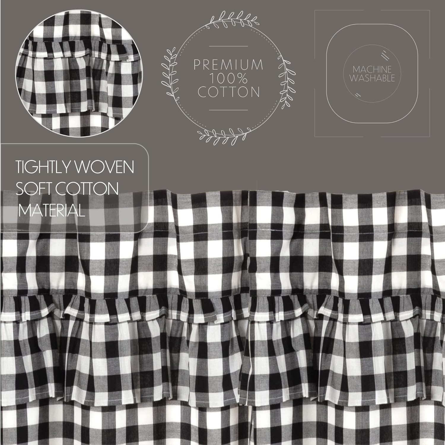 VHC Brands Black Buffalo Check Prairie Panels