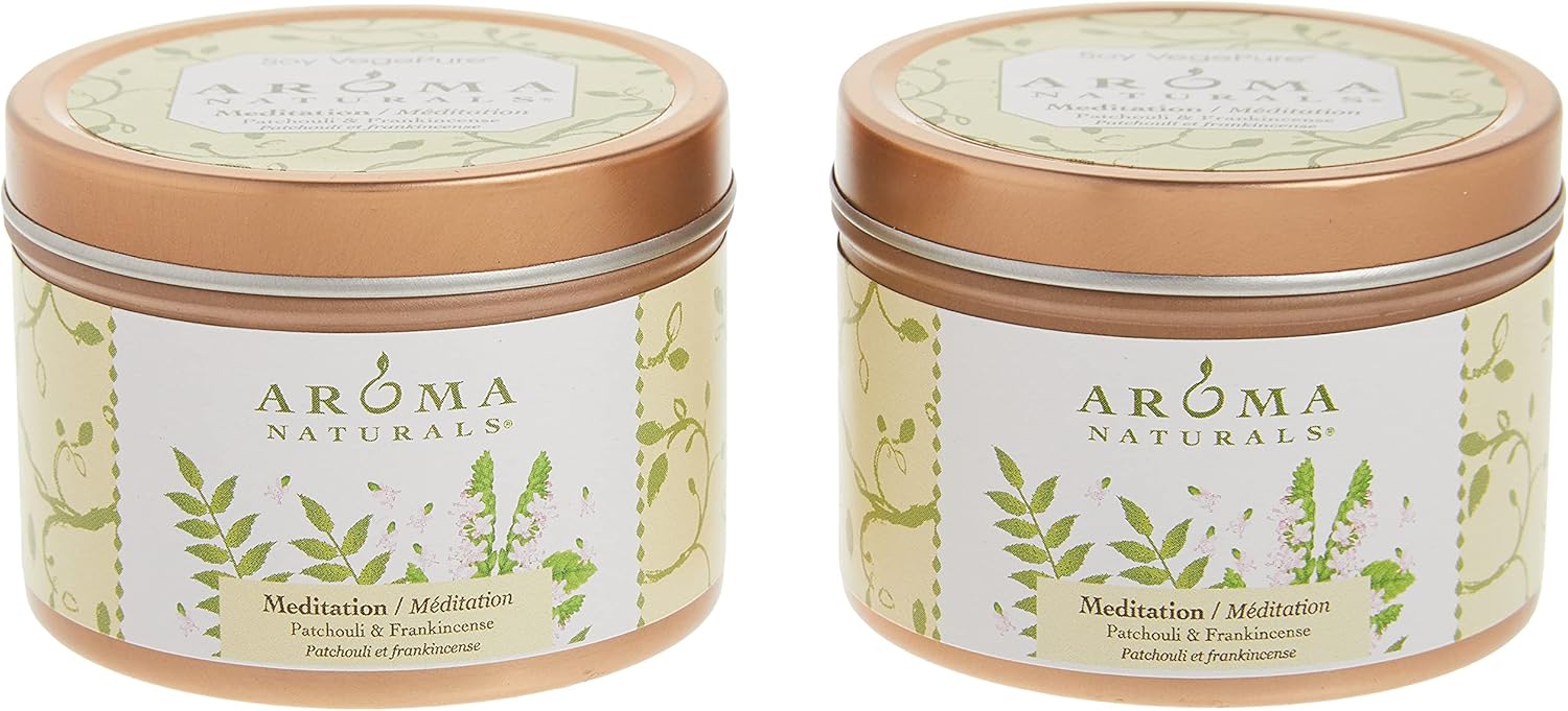 Aroma Naturals Patchouli Frankincense Soy Candle Meditation 2 Count