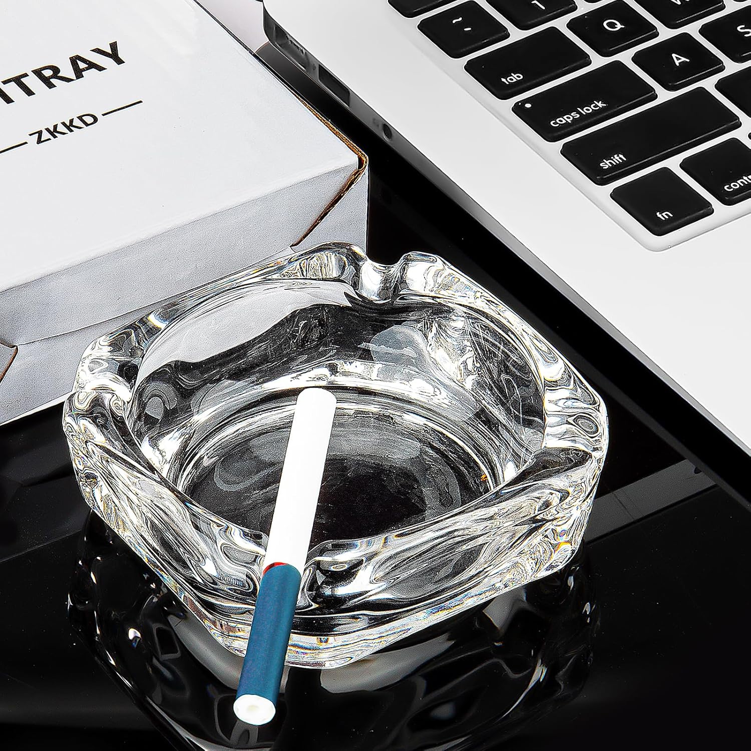 Glass Ashtray Square Transparent Elegant Home Use