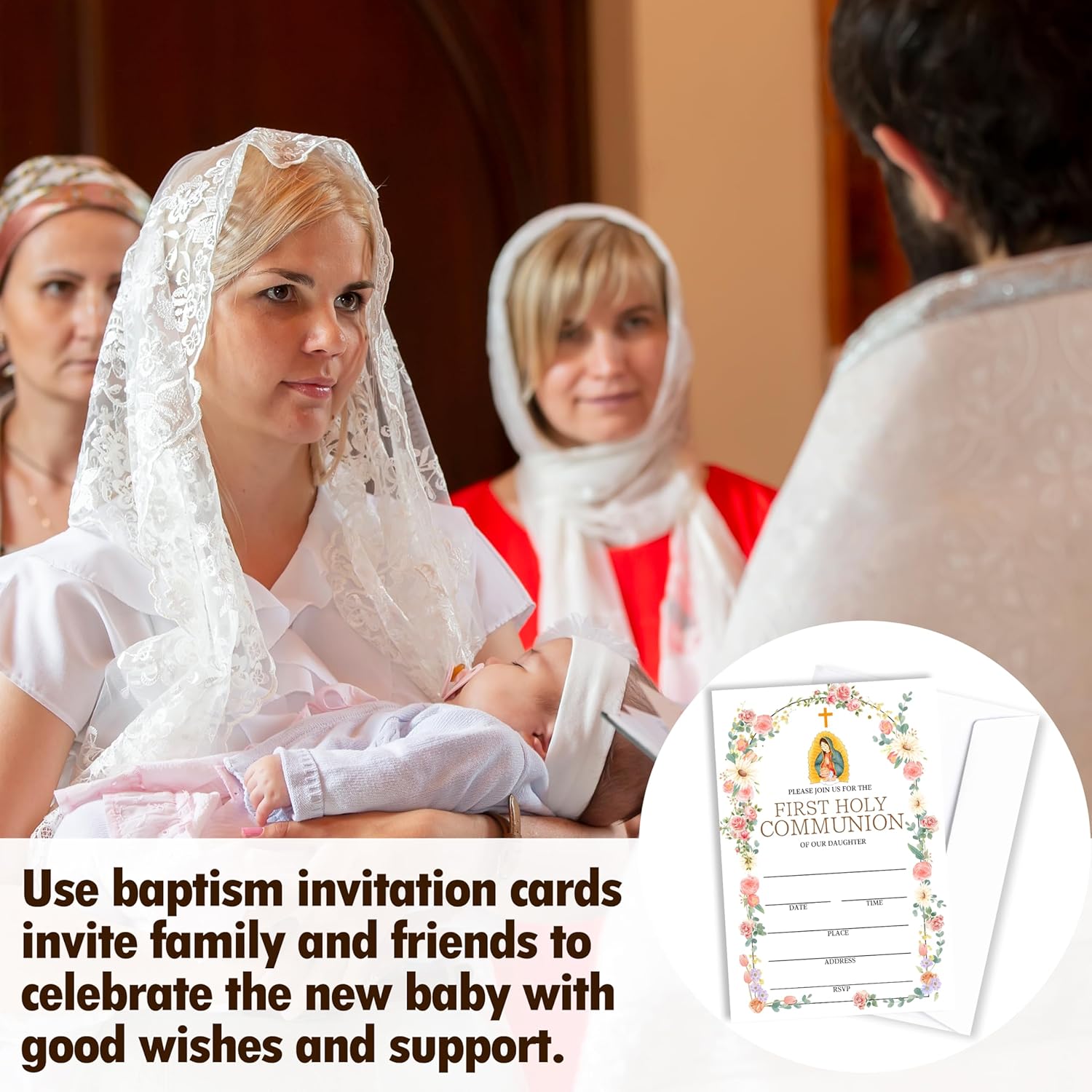 Baptism Invitations Set With Envelopes - 25 Cards