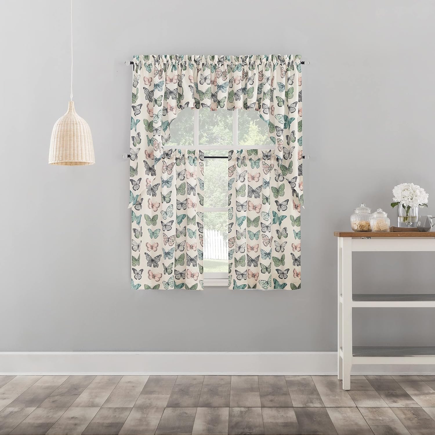 No 918 Blue Magdalena Crushed Sheer Voile Rod Pocket Curtain Panel