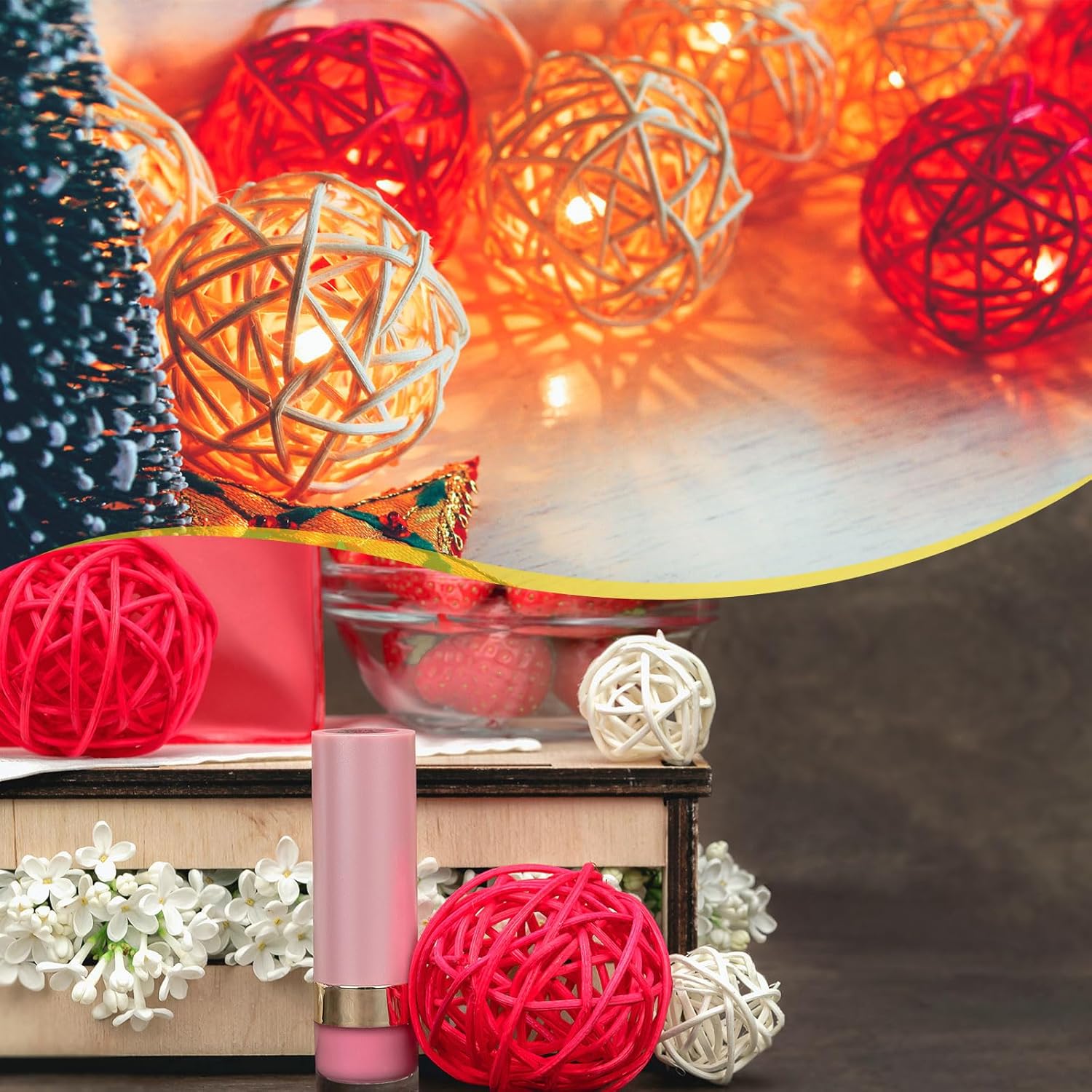 MECCANIXITY 6 Pcs Blue Wicker Decorative Balls