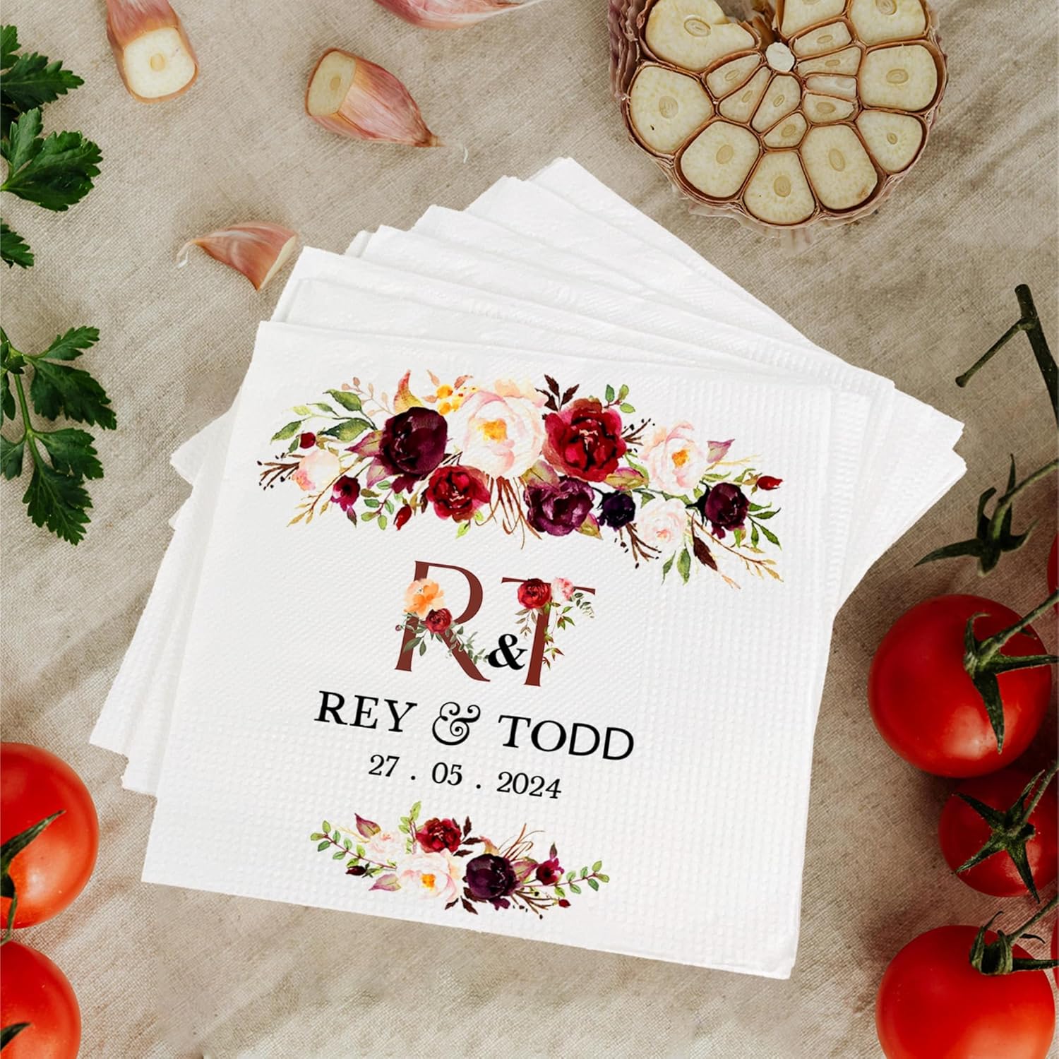 Luxury Personalized Napkins For Party Custom Printed Wedding Napkins