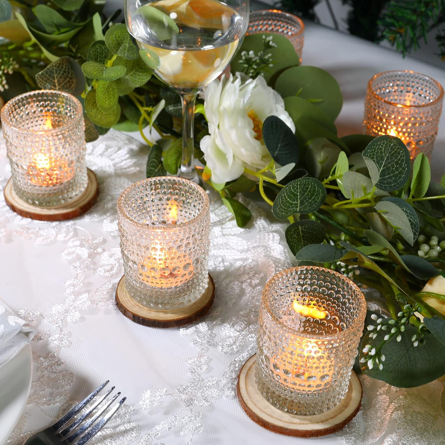 12 Pcs Clear Glass Tea Light Candle Holder Set