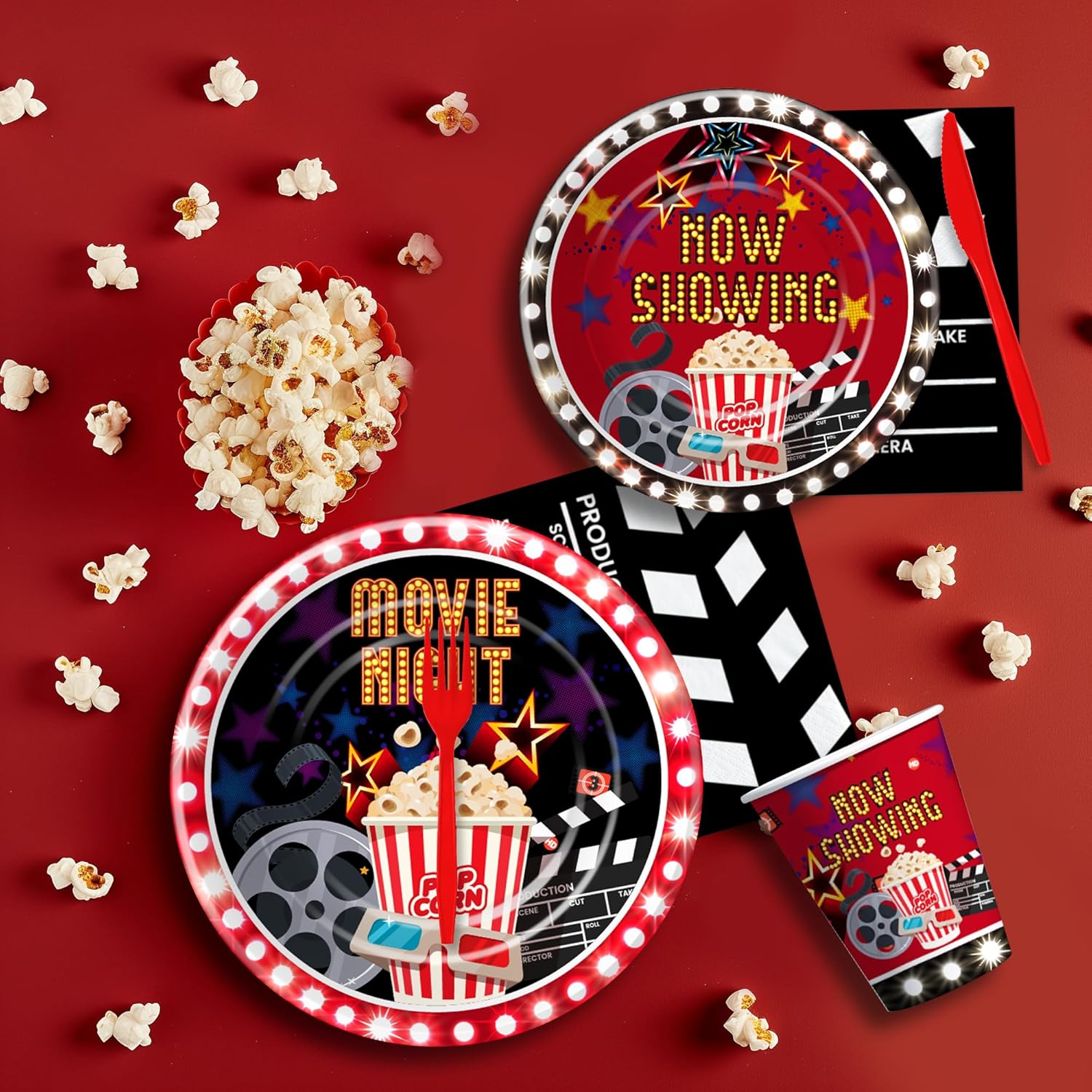 Xigejob Movie Night Tableware Set for 24 Guests