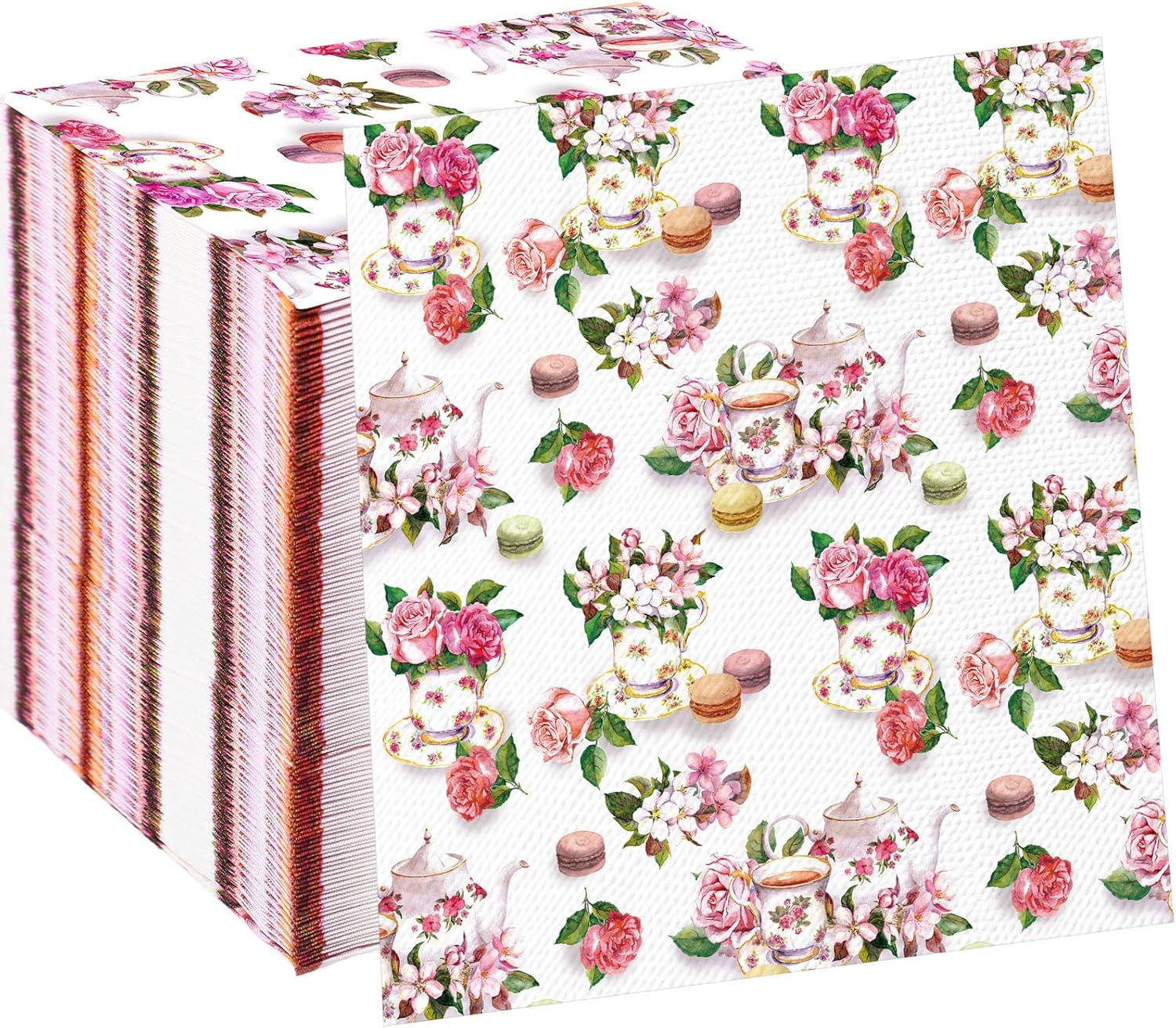 Colarr 100 Pcs Floral Tea Cup Napkins for Parties