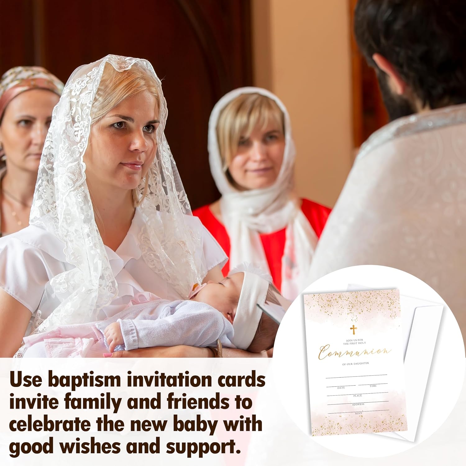Baptism Invitations Cards with Envelopes Set
