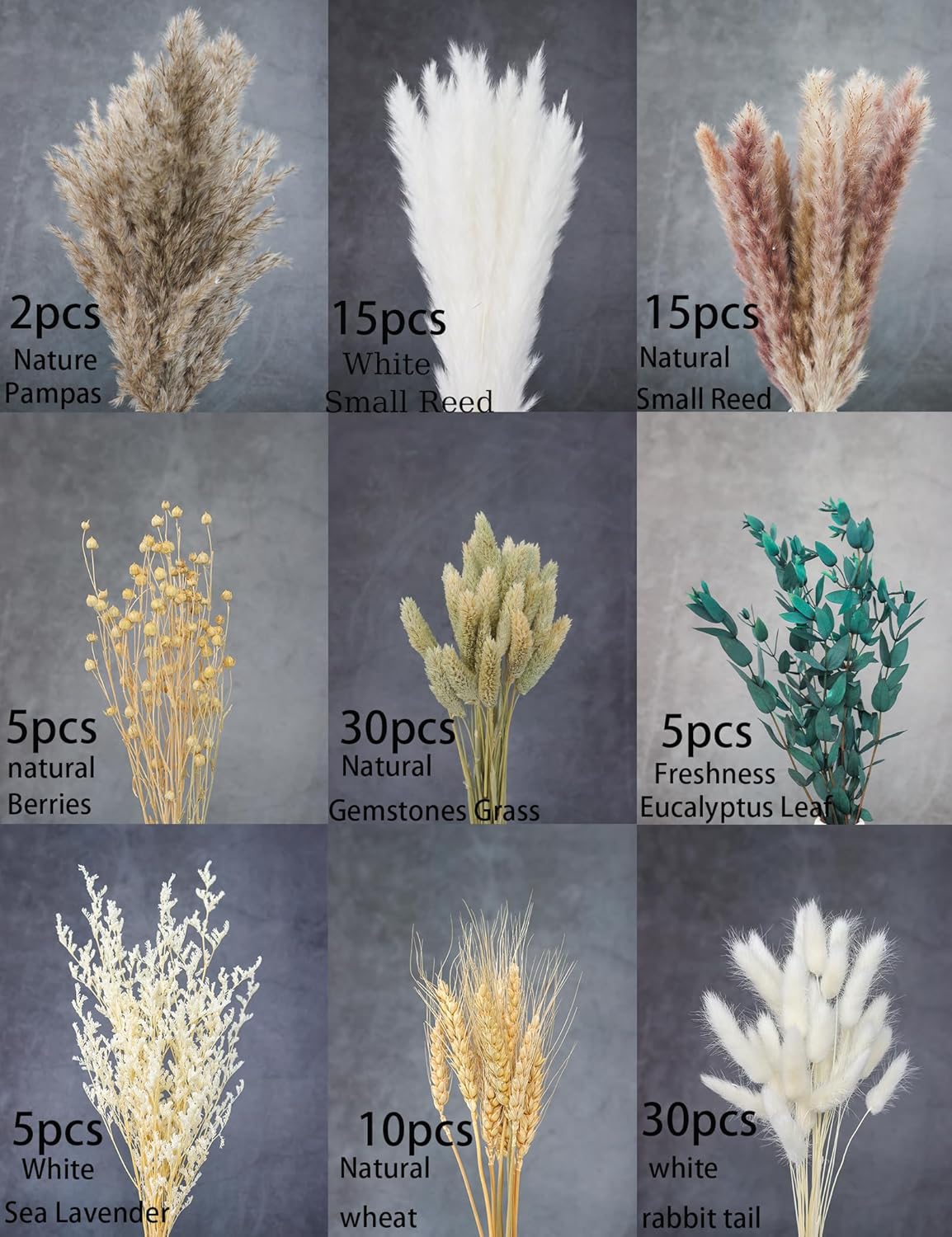 Dried Pampas Grass Decorations 117 Pieces Bouquet Set