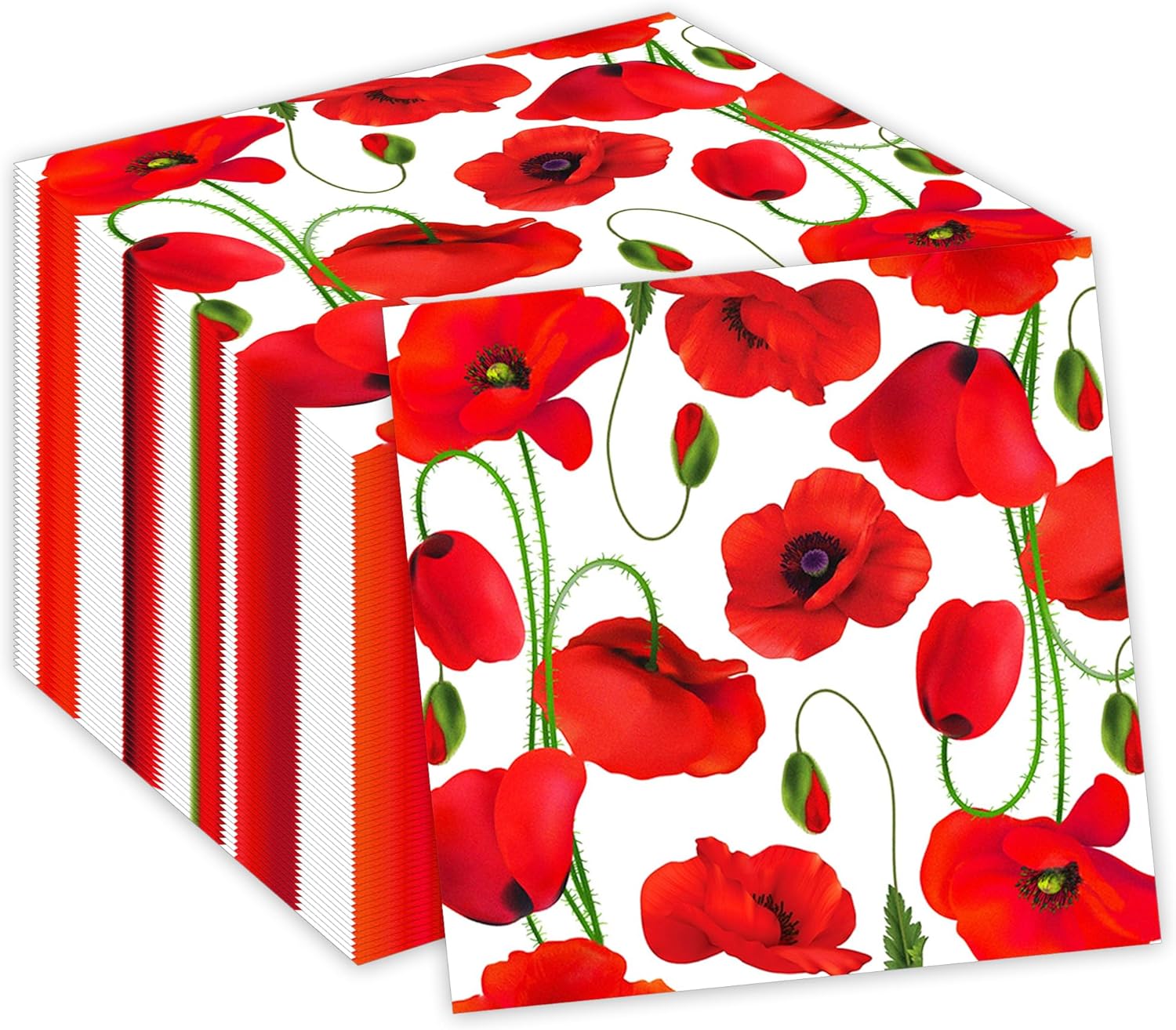 40PCS Poppy Floral Paper Napkins Set