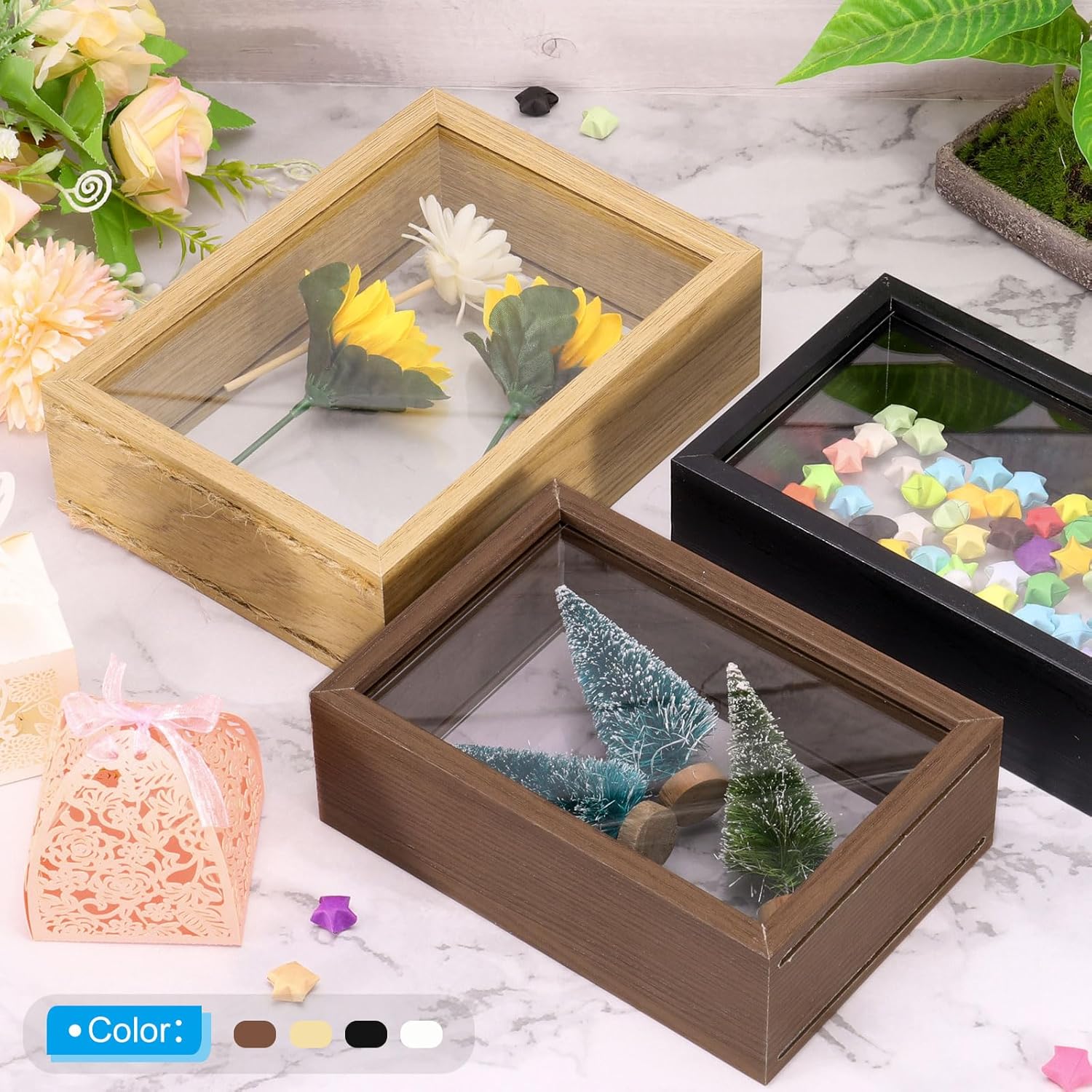 PATIKIL 8x10 Black Wooden Dried Flower Photo Frame