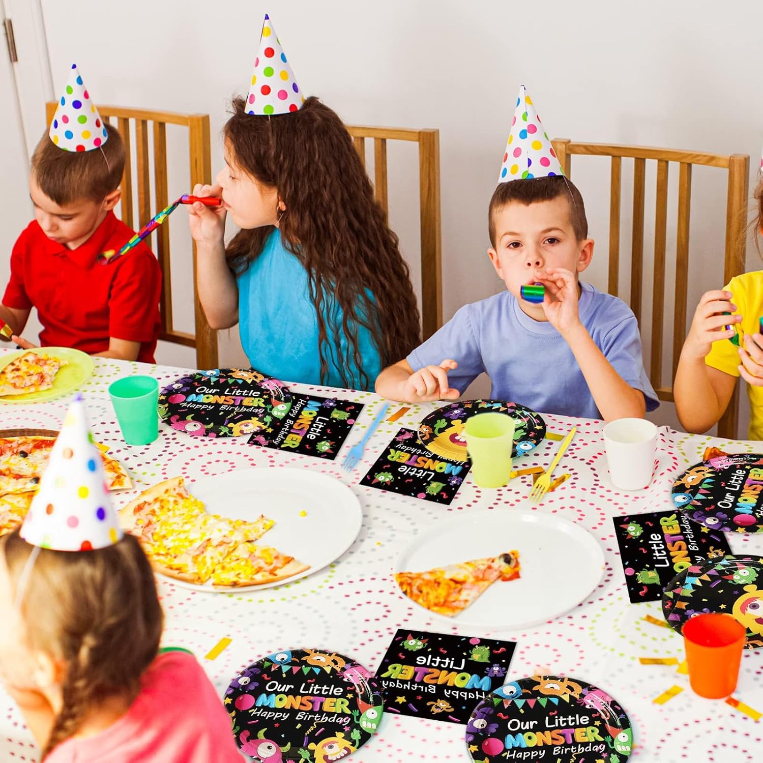 Monster Plates and Napkins Party Kit - 96 Pcs for 24 Guests