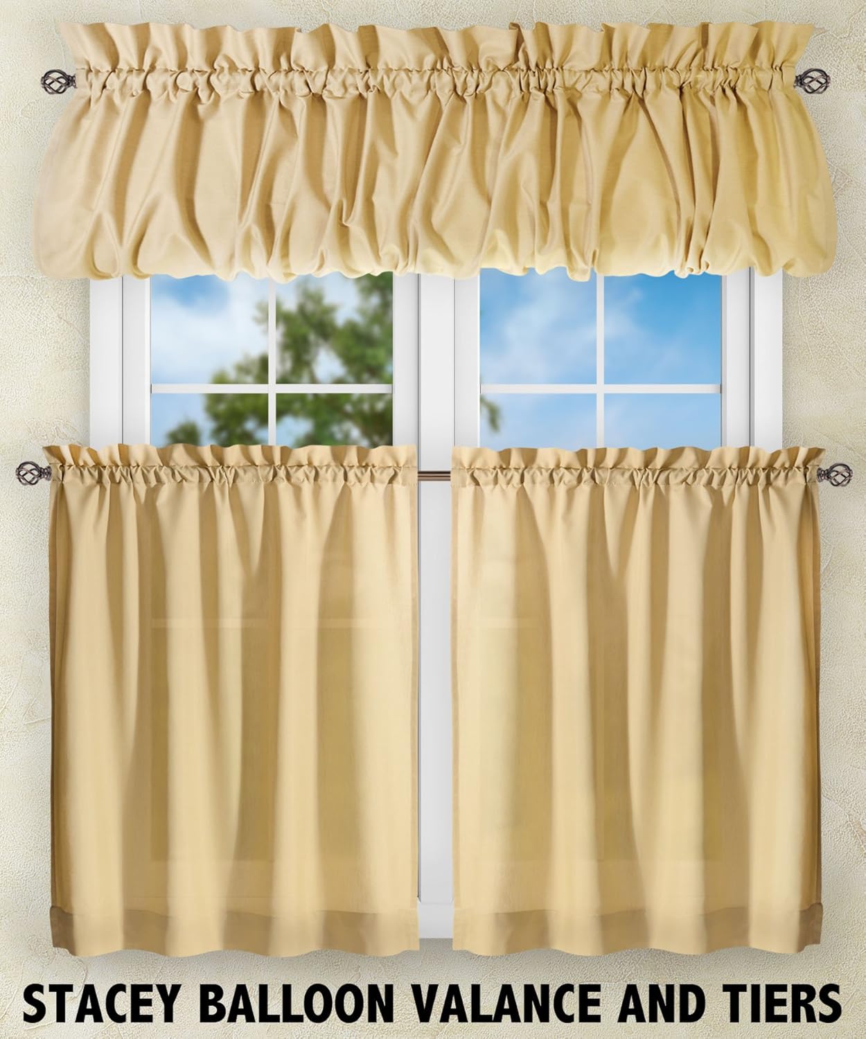 Simple Comfort Ellis Curtain Stacey Valance 54x13 Inch Almond