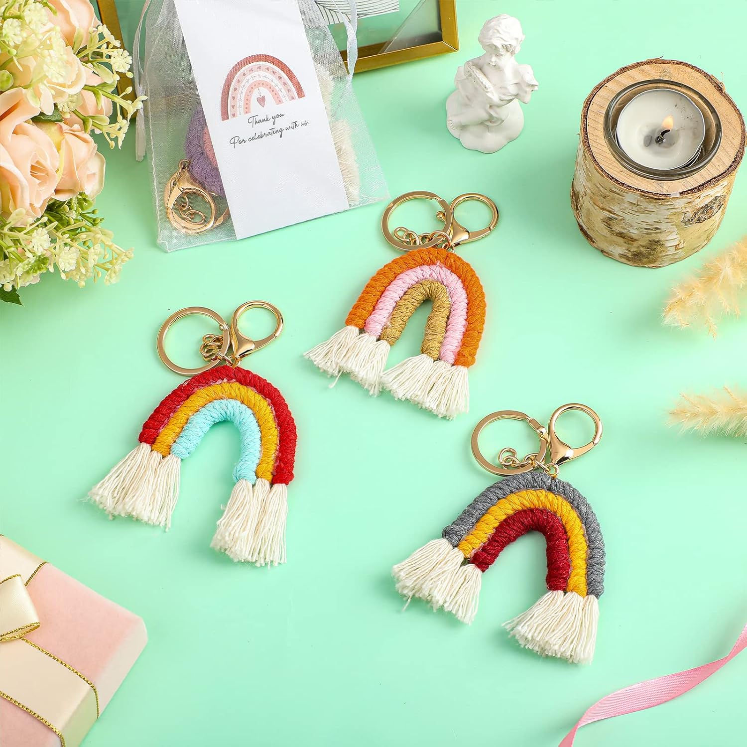 Nosiny Mini Rainbow Macrame Keychains 8 Set
