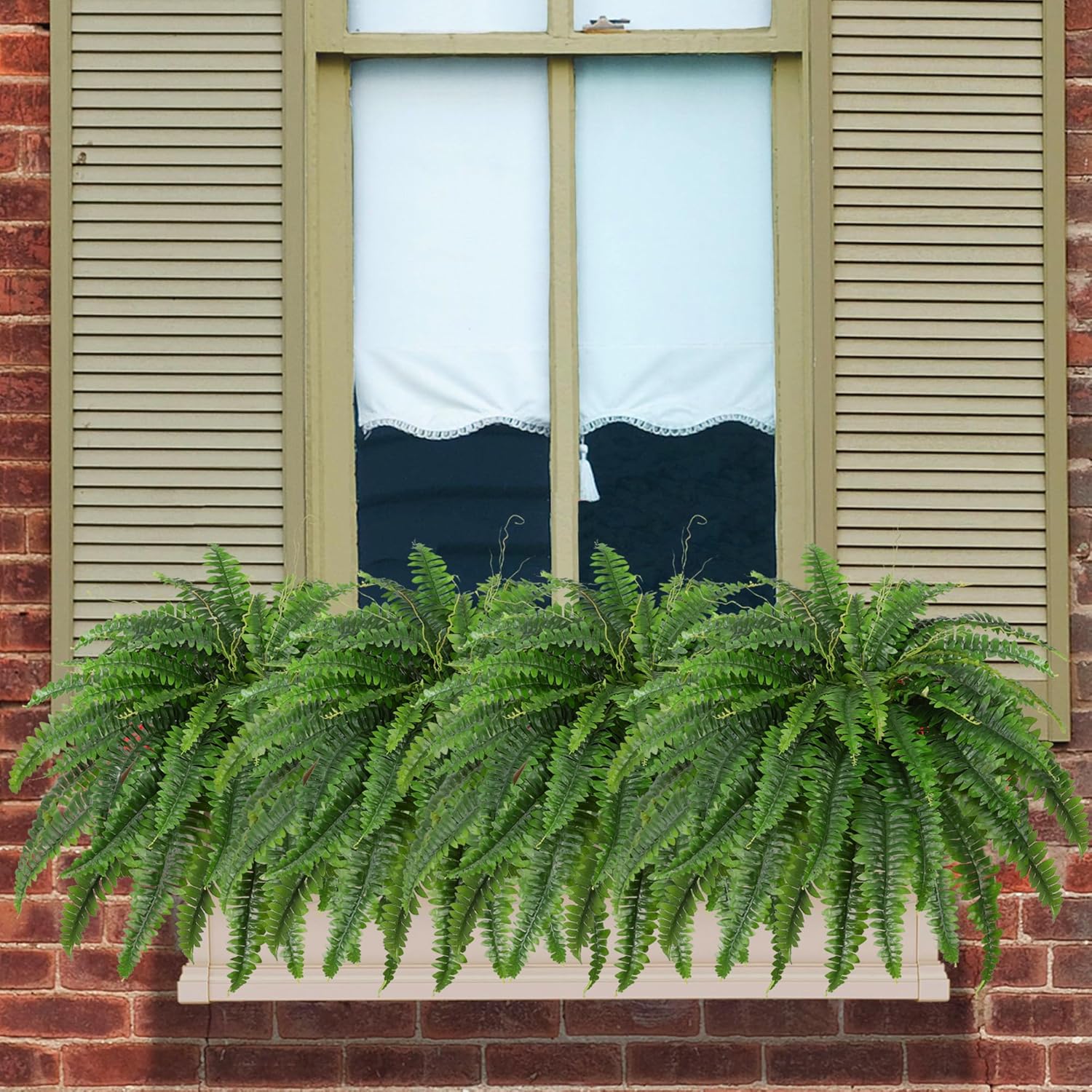Set of 2 Large Artificial Boston Fern Bushes