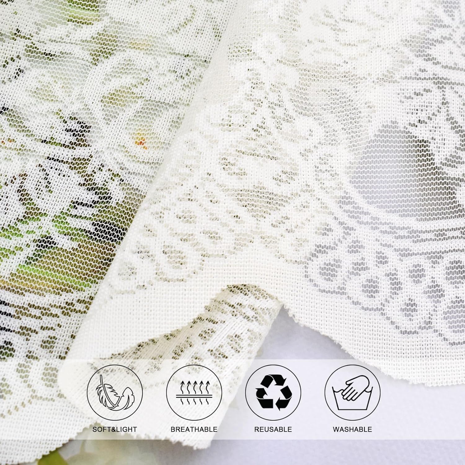 Molaxhome Floral Embroidered Valance 51x16in Beige