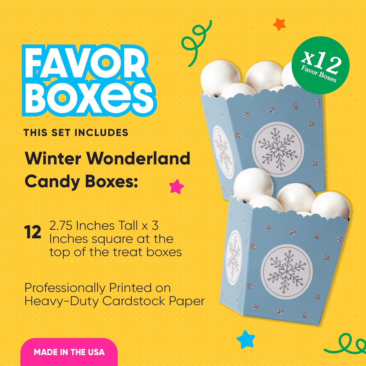 Big Dot of Happiness Winter Wonderland Party Favor Boxes Set of 12