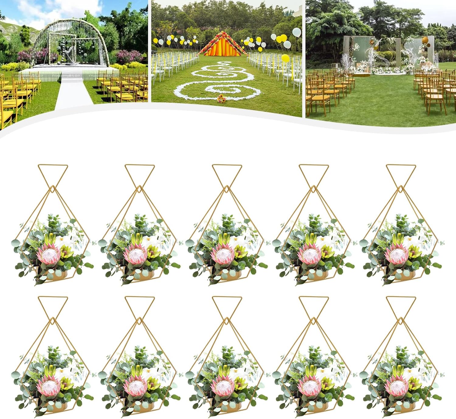 10pcs Metal Geometric Gold Centerpiece for Weddings