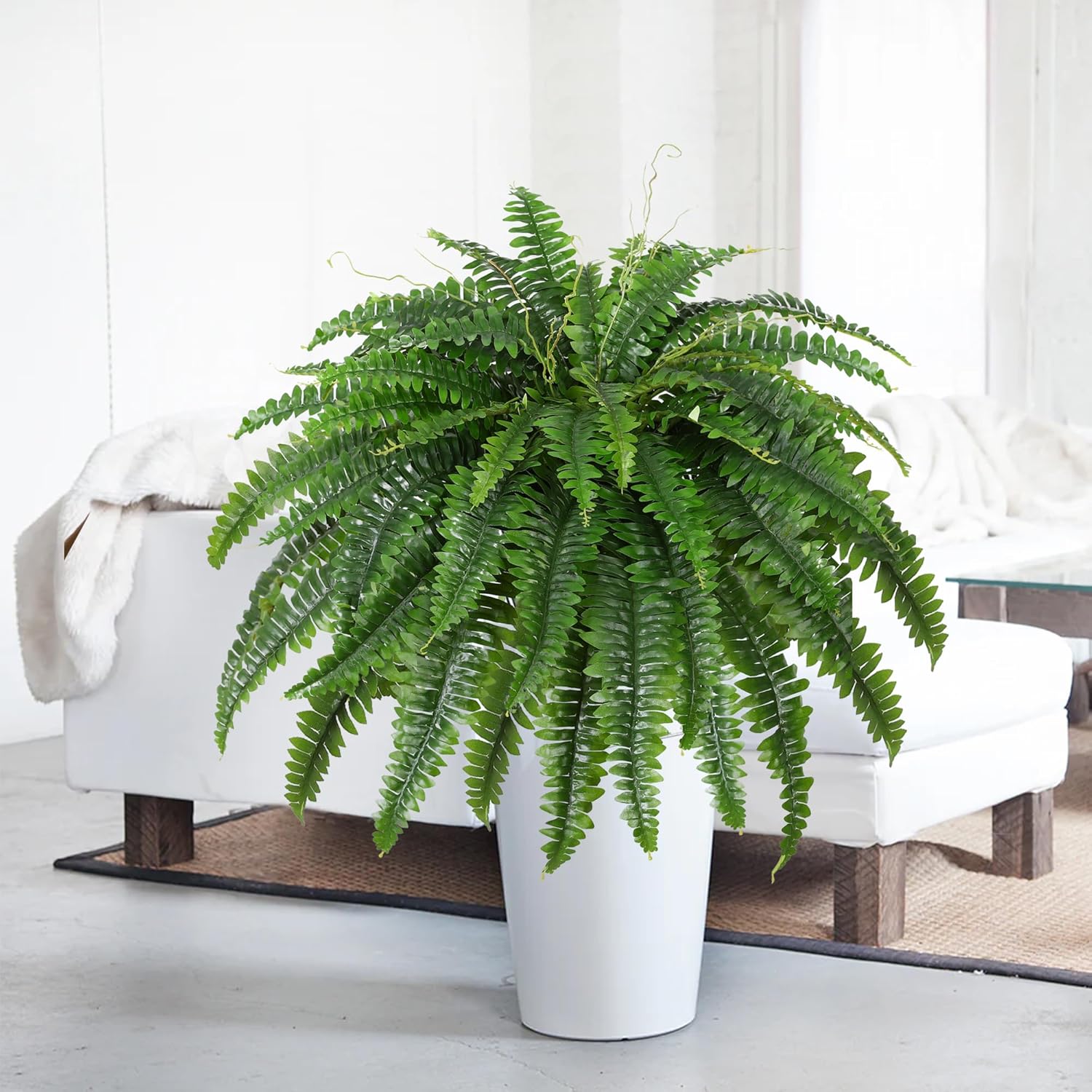 Set of 2 Large Artificial Boston Fern Bushes
