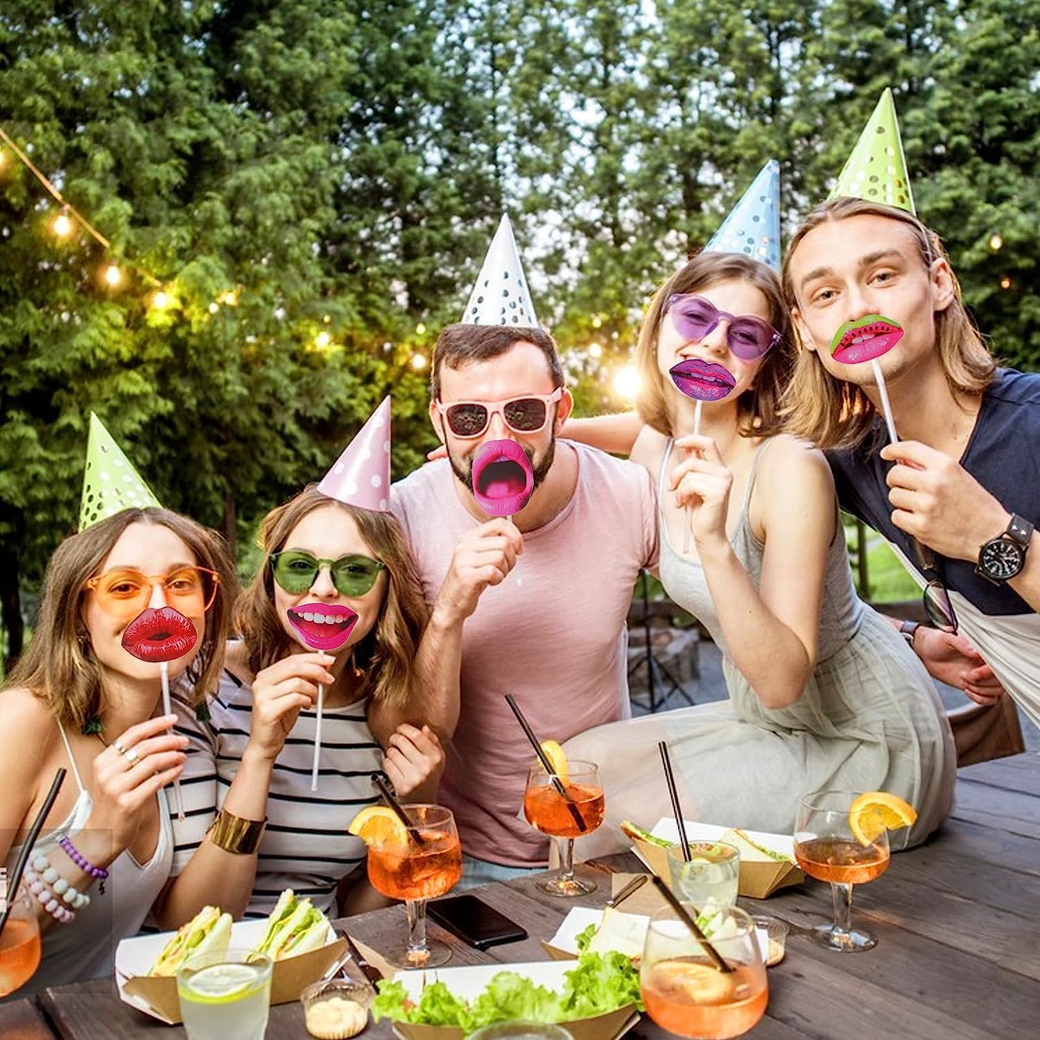 40pcs Fun Lip Photo Booth Props with Stick