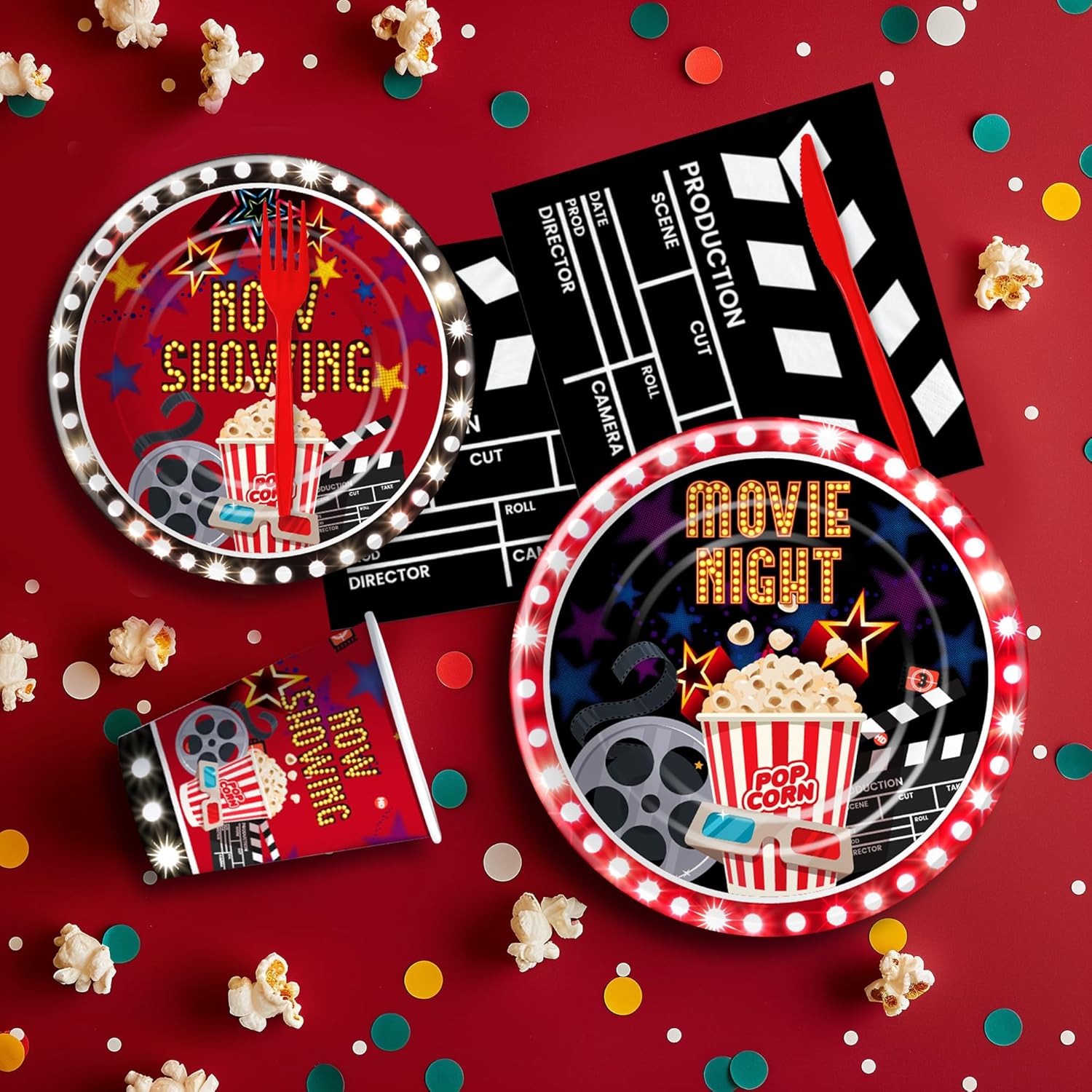 Xigejob Movie Night Tableware Set for 24 Guests