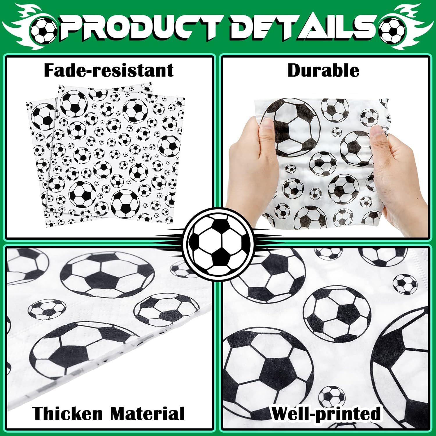 Hotop 50 Pcs Neon Soccer Party Napkins
