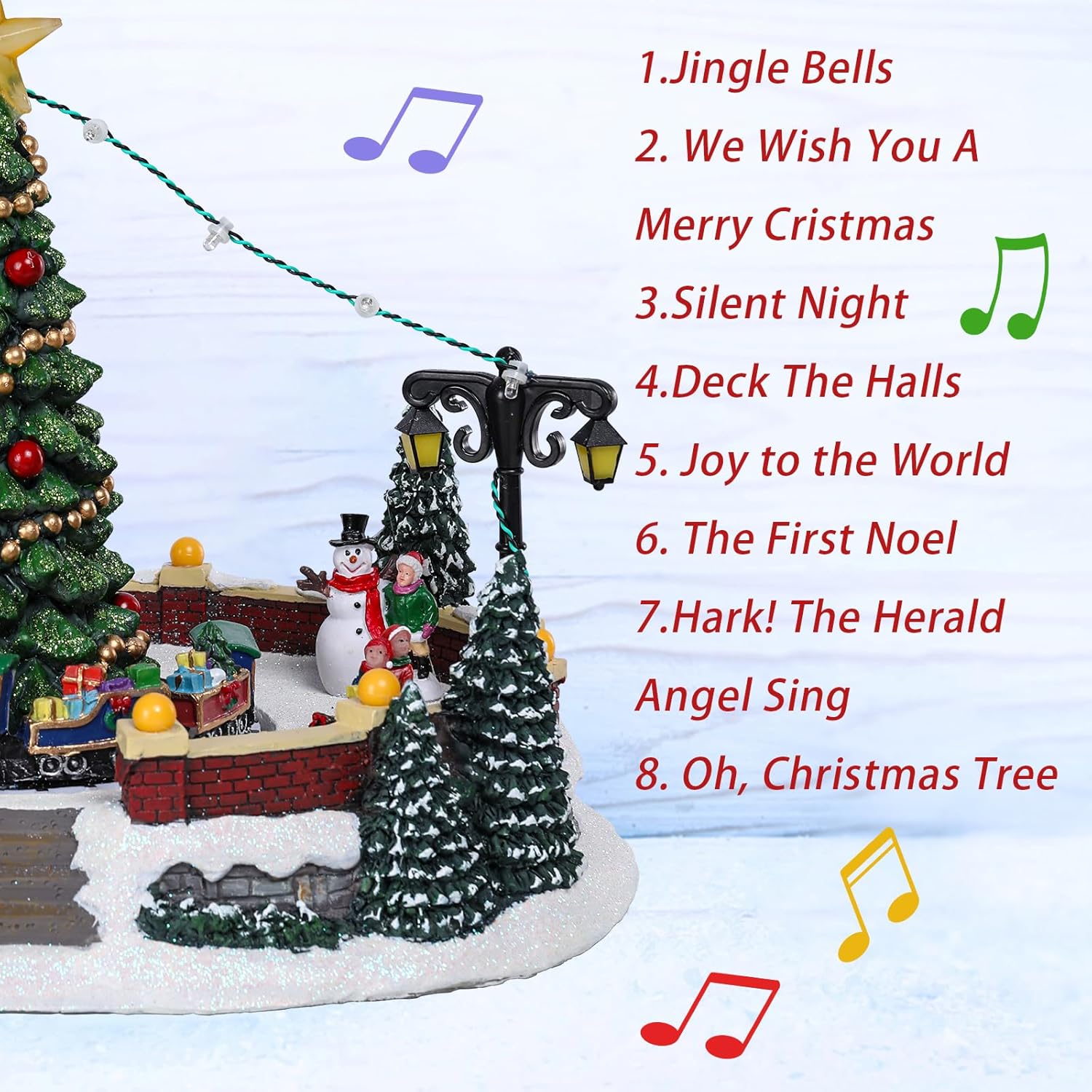 MUMTOP Christmas Village with Rotating Train and Music