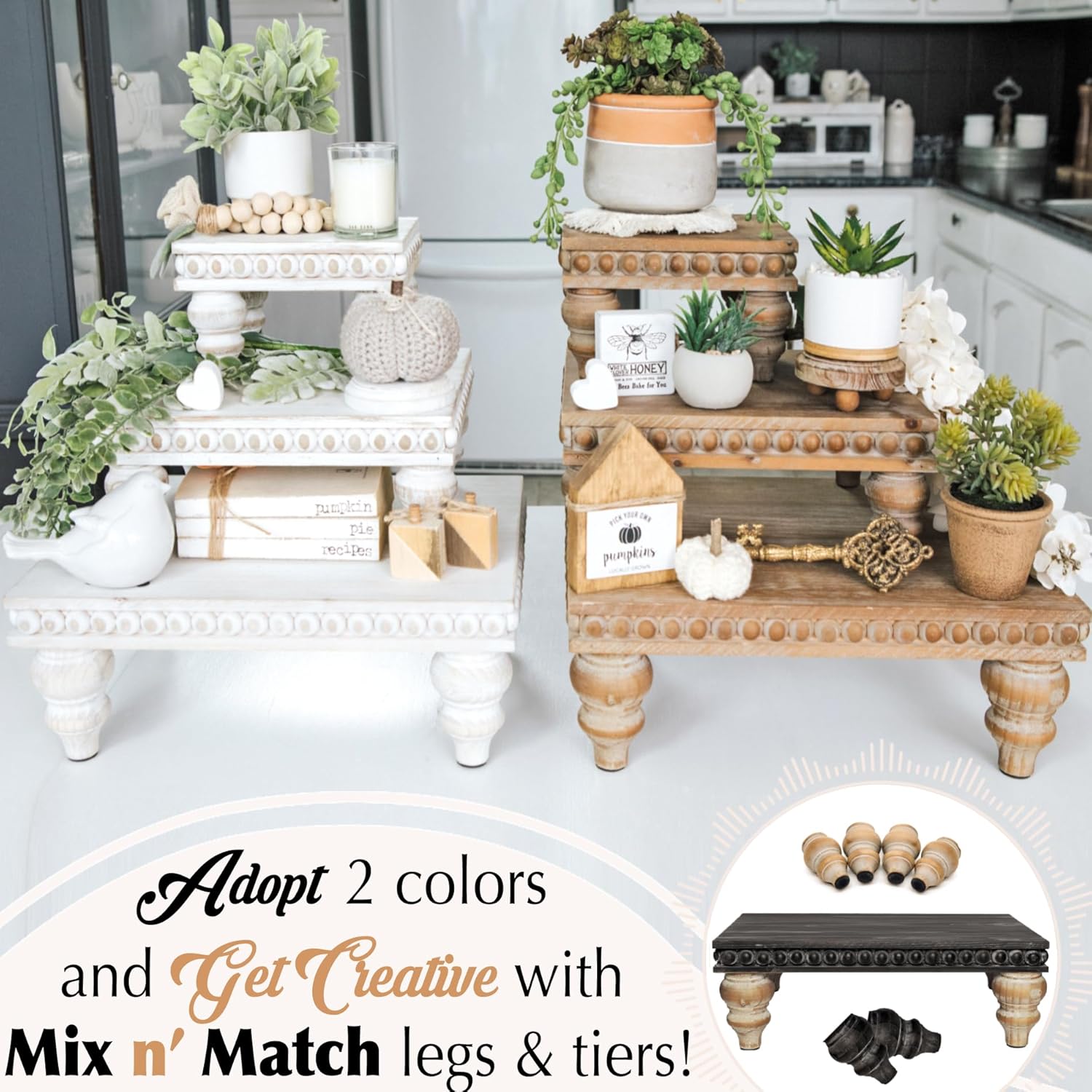 Gothic Black Wooden Tiered Tray Set of 3