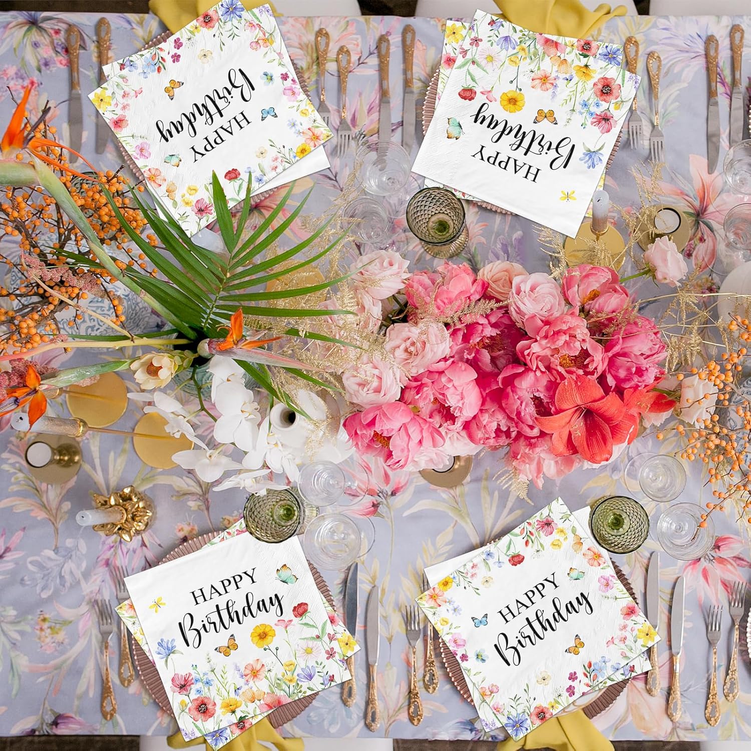 48Pcs Wildflower Napkins for Spring Parties