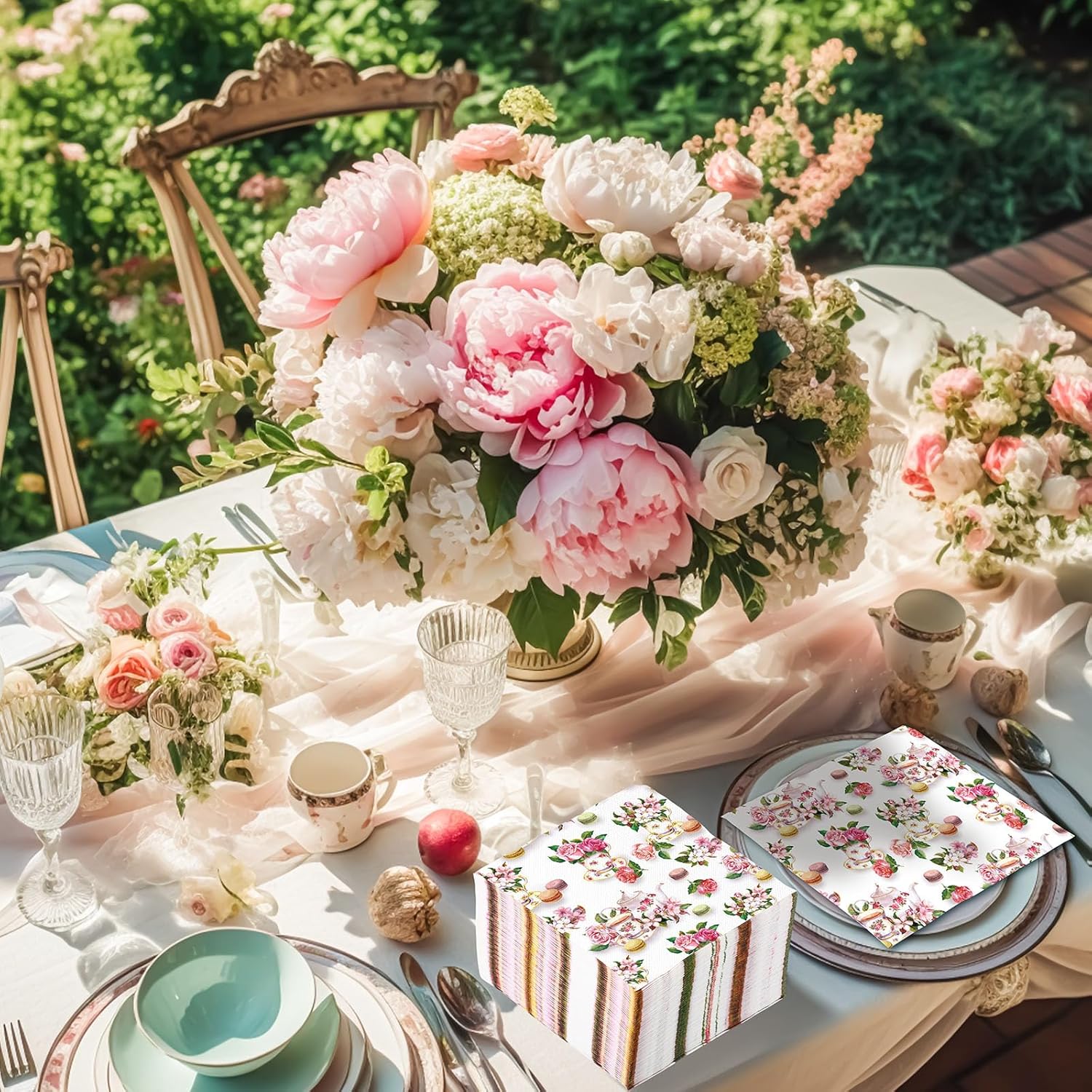 Colarr 100 Pcs Floral Tea Cup Napkins for Parties