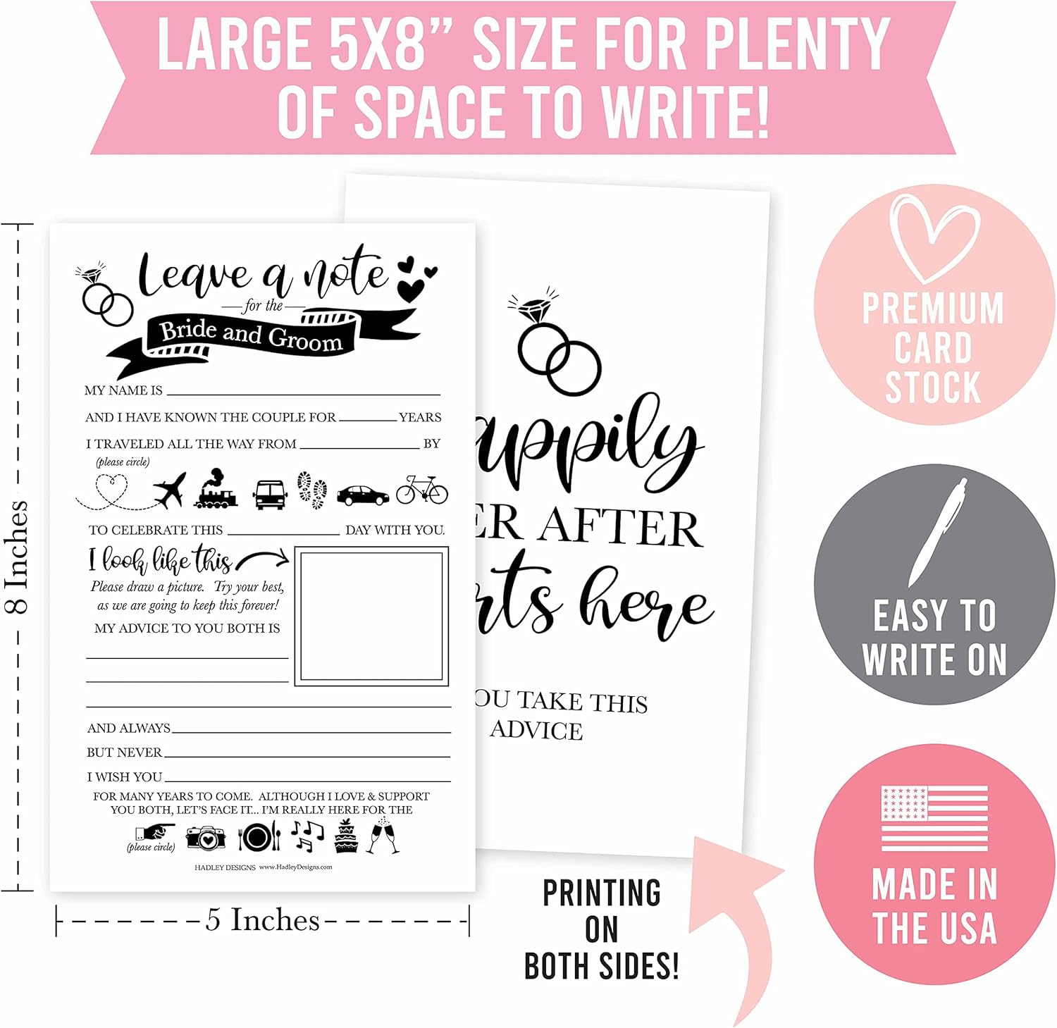 Hadley Designs 25 Wedding Advice Cards For Bride And Groom