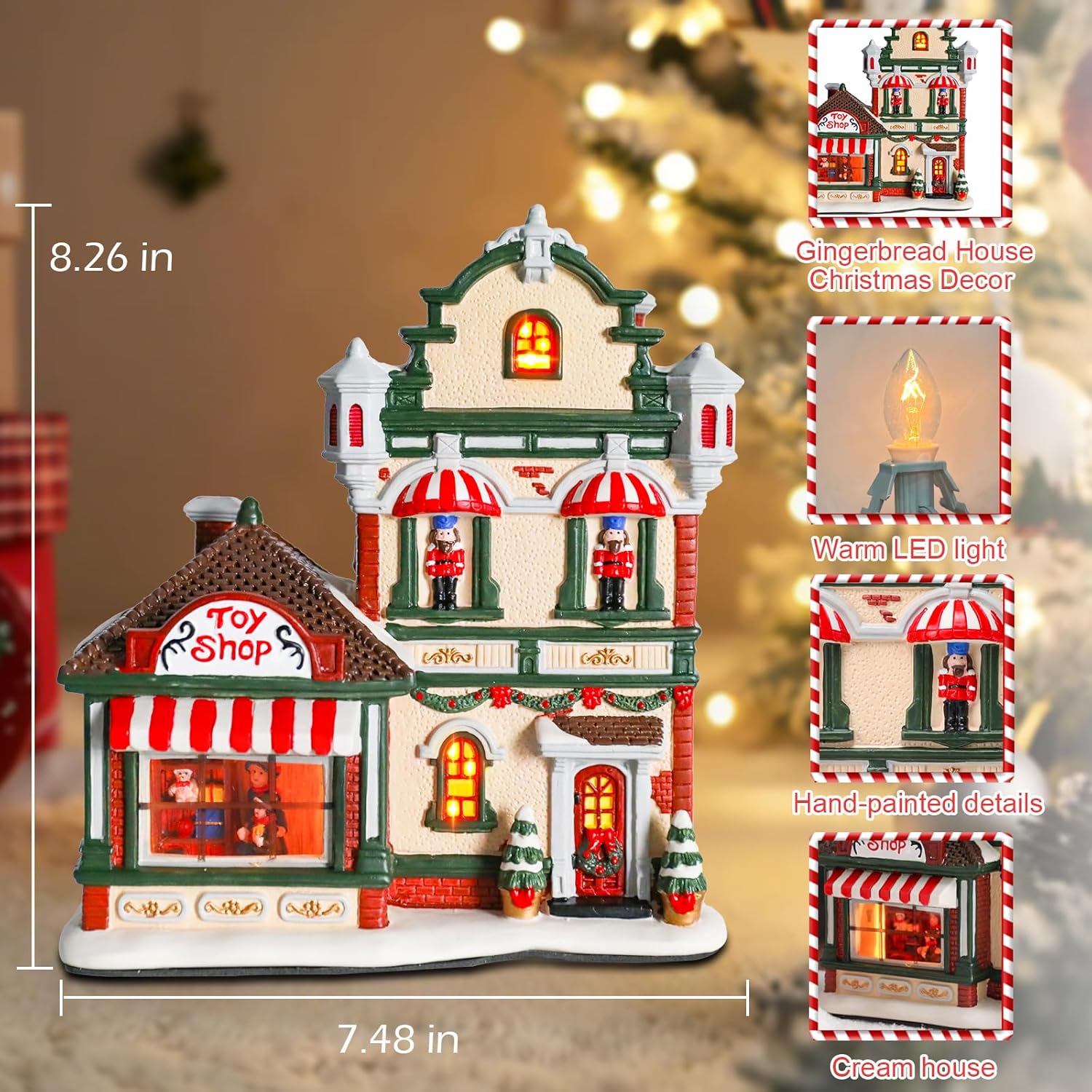 VCUTEKA Gingerbread House Christmas Decor Indoor