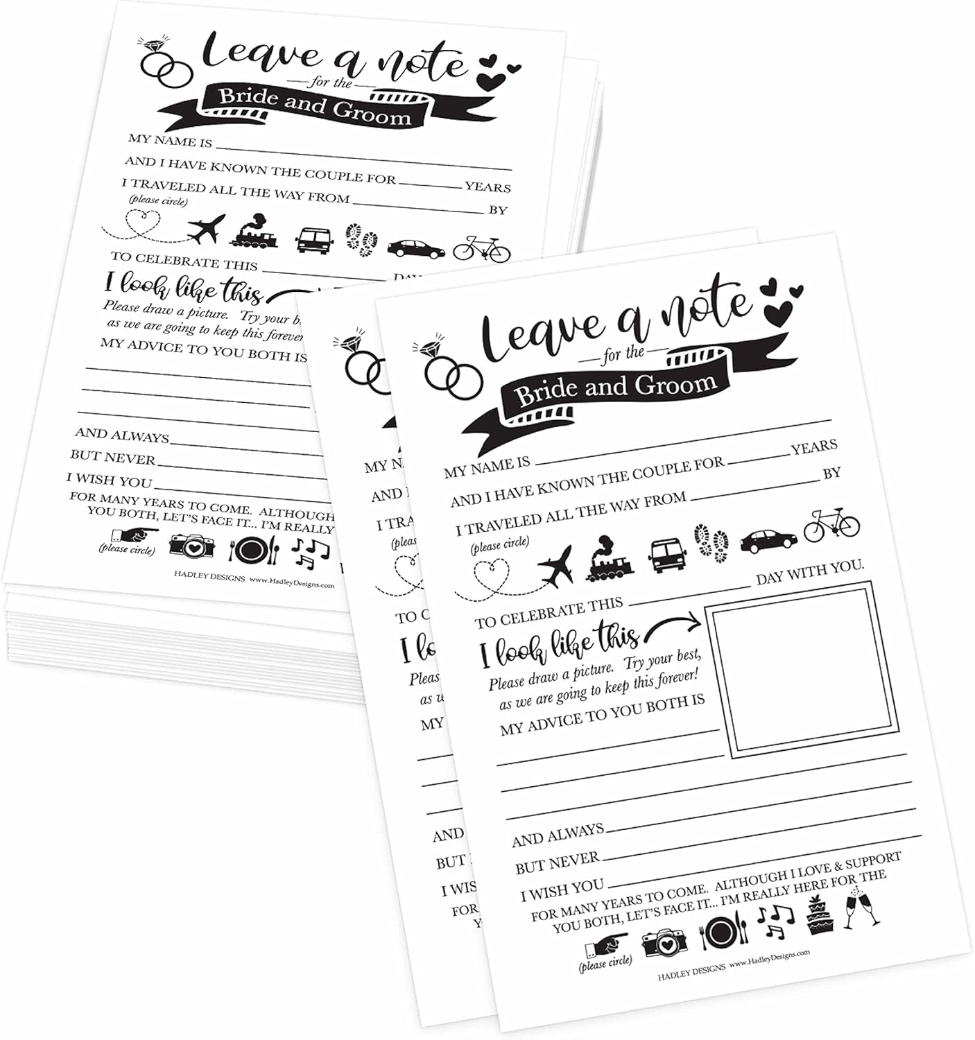 Hadley Designs 25 Wedding Advice Cards For Bride And Groom