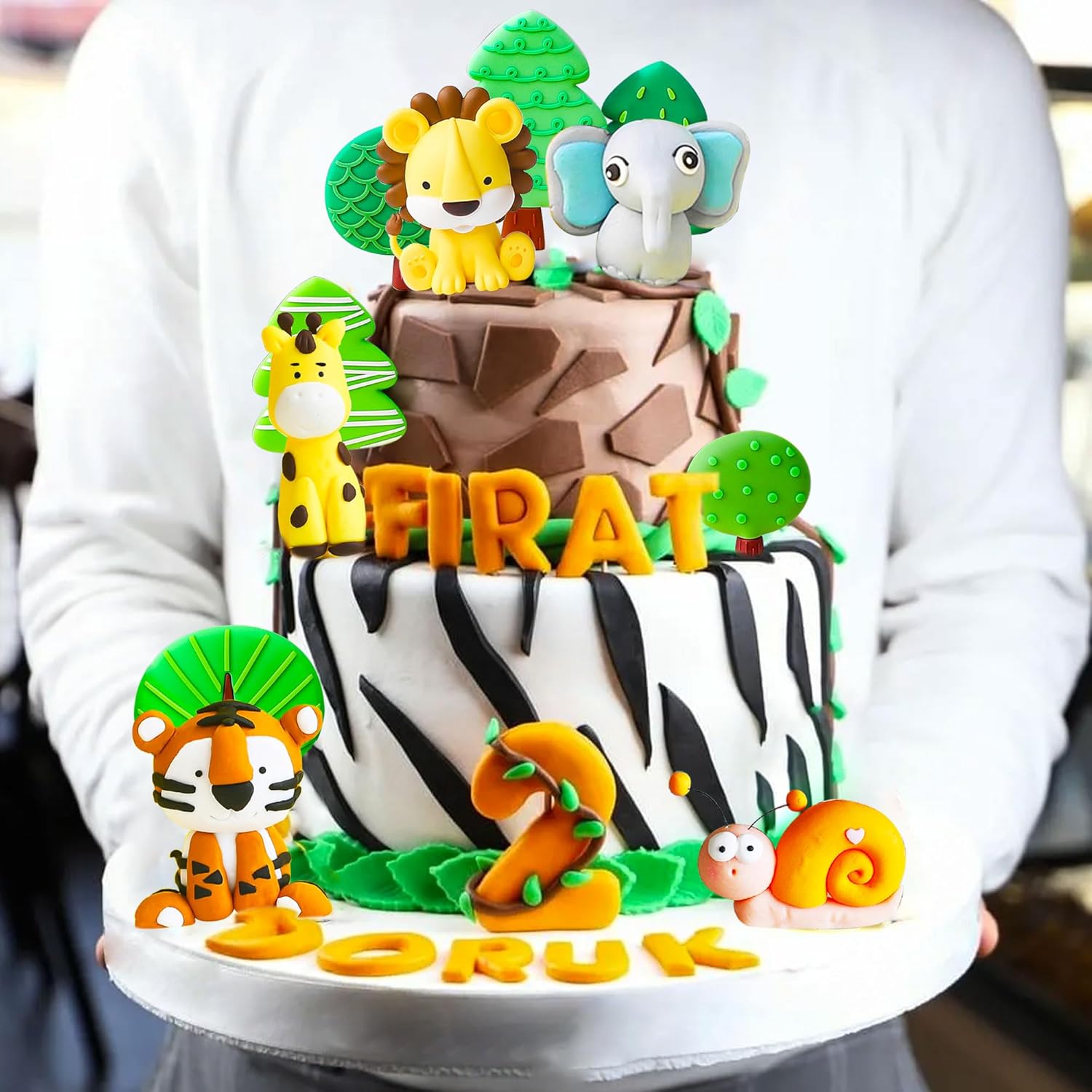 JeVenis Luxury Jungle Baby Animals Cake Decoration