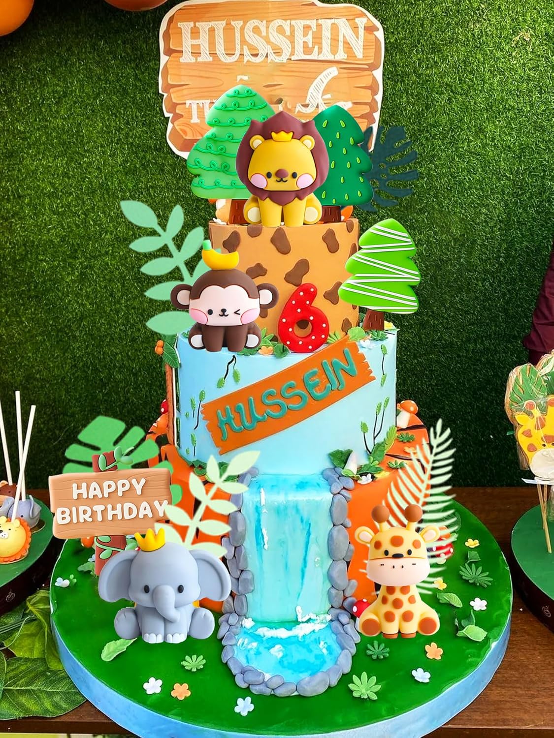 JeVenis Cute Jungle Animals Cake Decorations - Safari Birthday Party Set